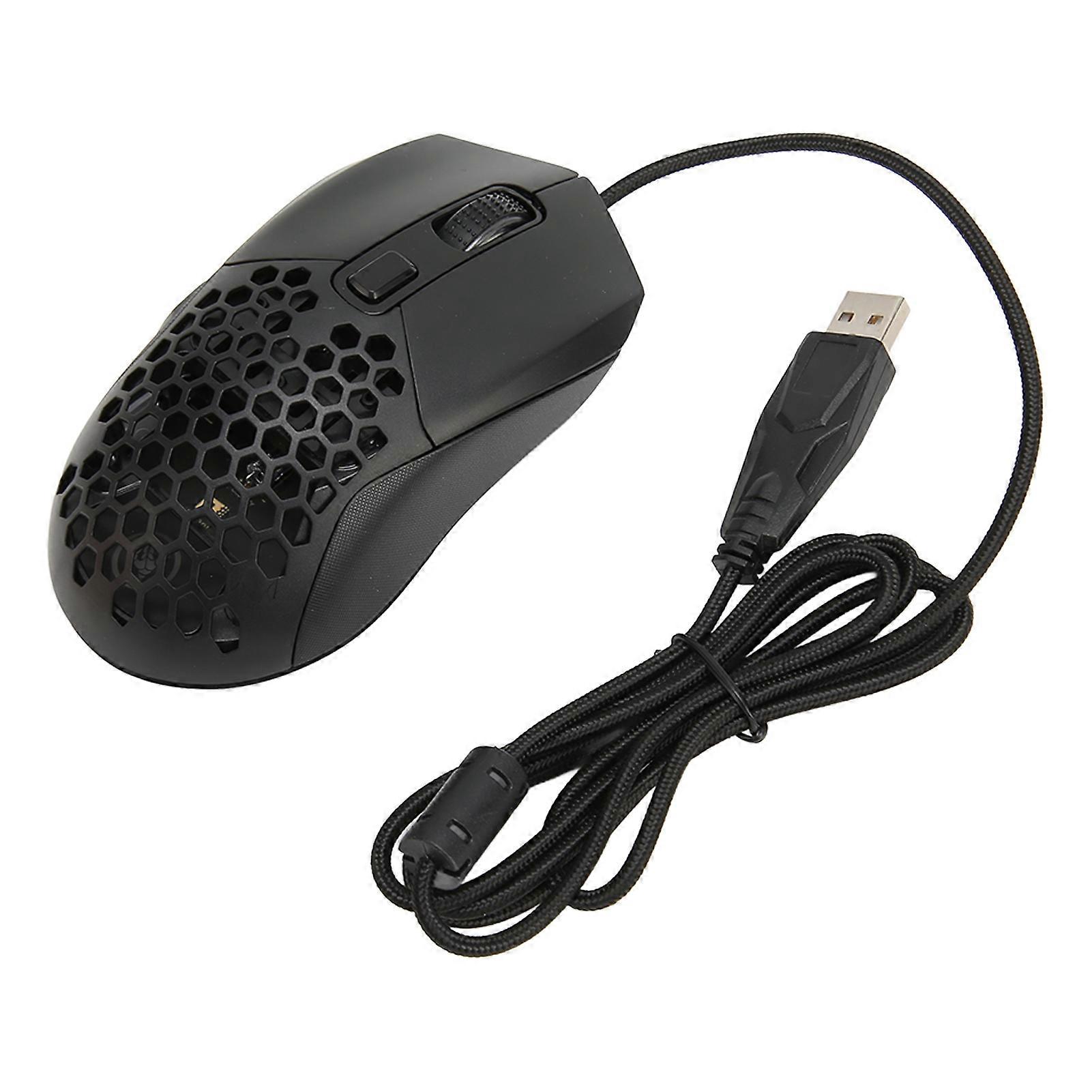 Honeycomb Gaming Mouse RGB Backlight 6 Programmable Buttons 7200 DPI Lightweight Ergonomic Wired Gaming Mouse for PC Black 