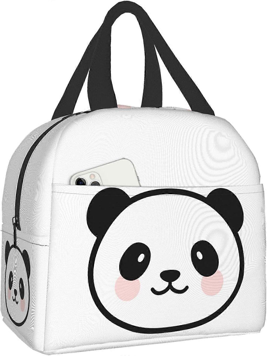 Sd Panda Hoved Hvid Brn Madkasse Isoleret Madpose Til Drenge Piger Genanvendelig Frokost Kler Muleposer Til Barn Tilbage