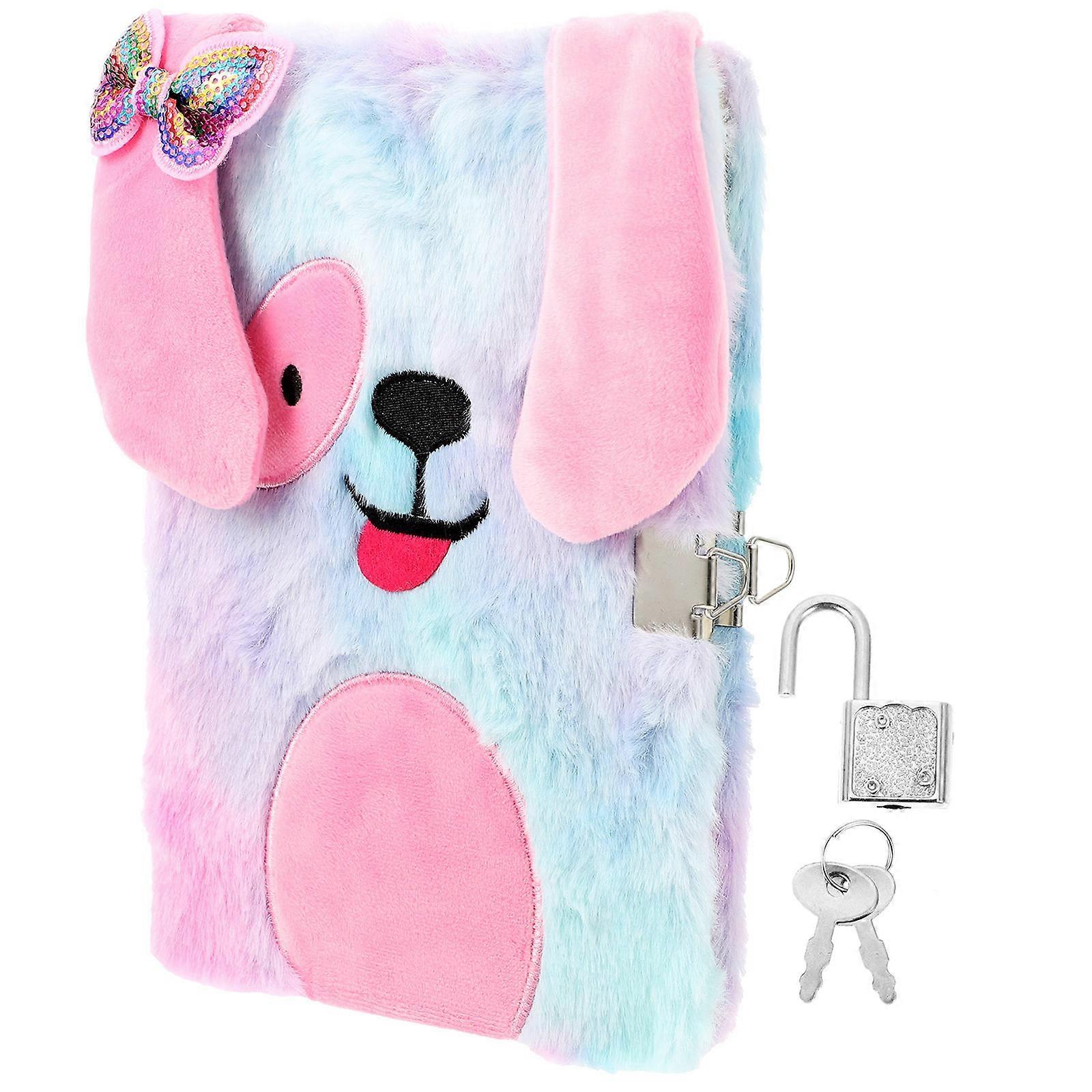 Plush Lockable Diary Notebook with Colorful Adorable Patterns for Easy Carrying and Storing Memories
