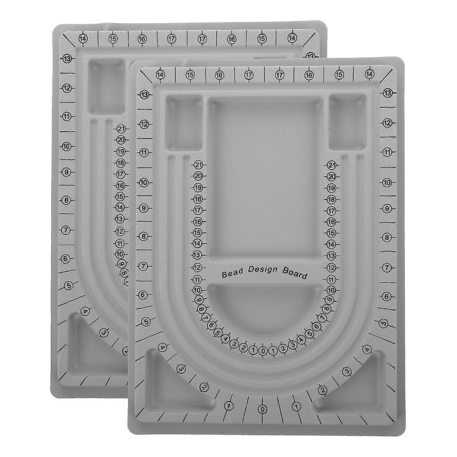 Jewelry DIY Board 2Pcs Bead Design Boards Mats Suitable For Craft Accessories Grey Color Rectangular Shape Jewelry Making Tool