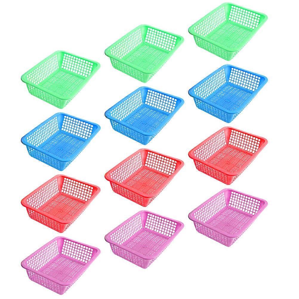 Plastic Food Baskets 12Pcs Rectangular Snack Holder Baskets Suitable For Home Organization Assorted Color With Fast Food Container Design