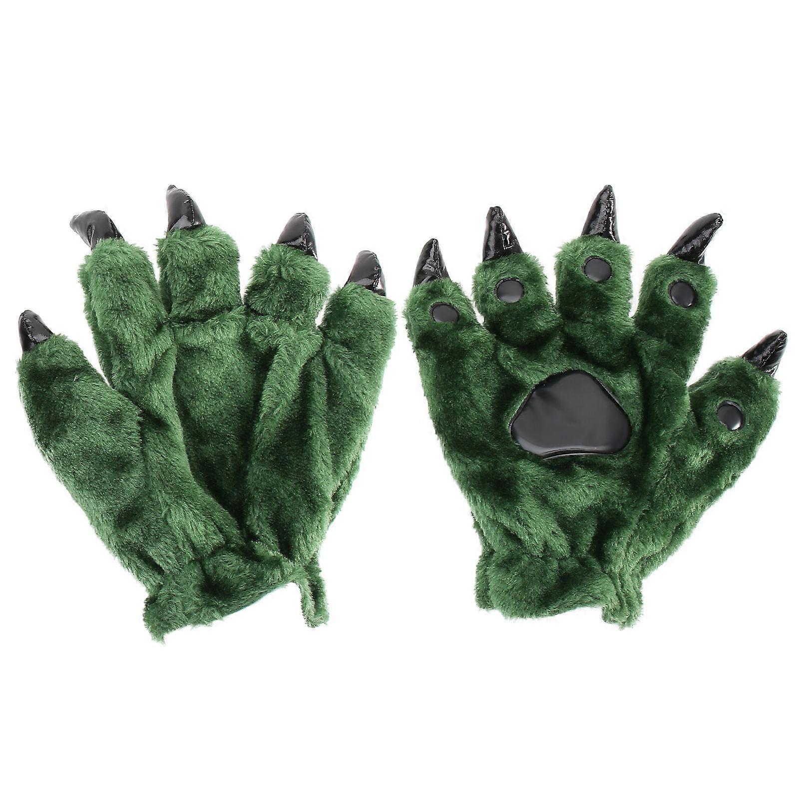 Animal Paw Warm Gloves Claw Shape Warm Winter Gloves For Adults M Green Decorative Effect 1 Pair