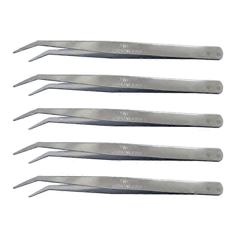 High Precision Stainless Steel Tweezers Straight/Bent Tip Repair Tool Electronics Tools Jewelry 5 Pieces