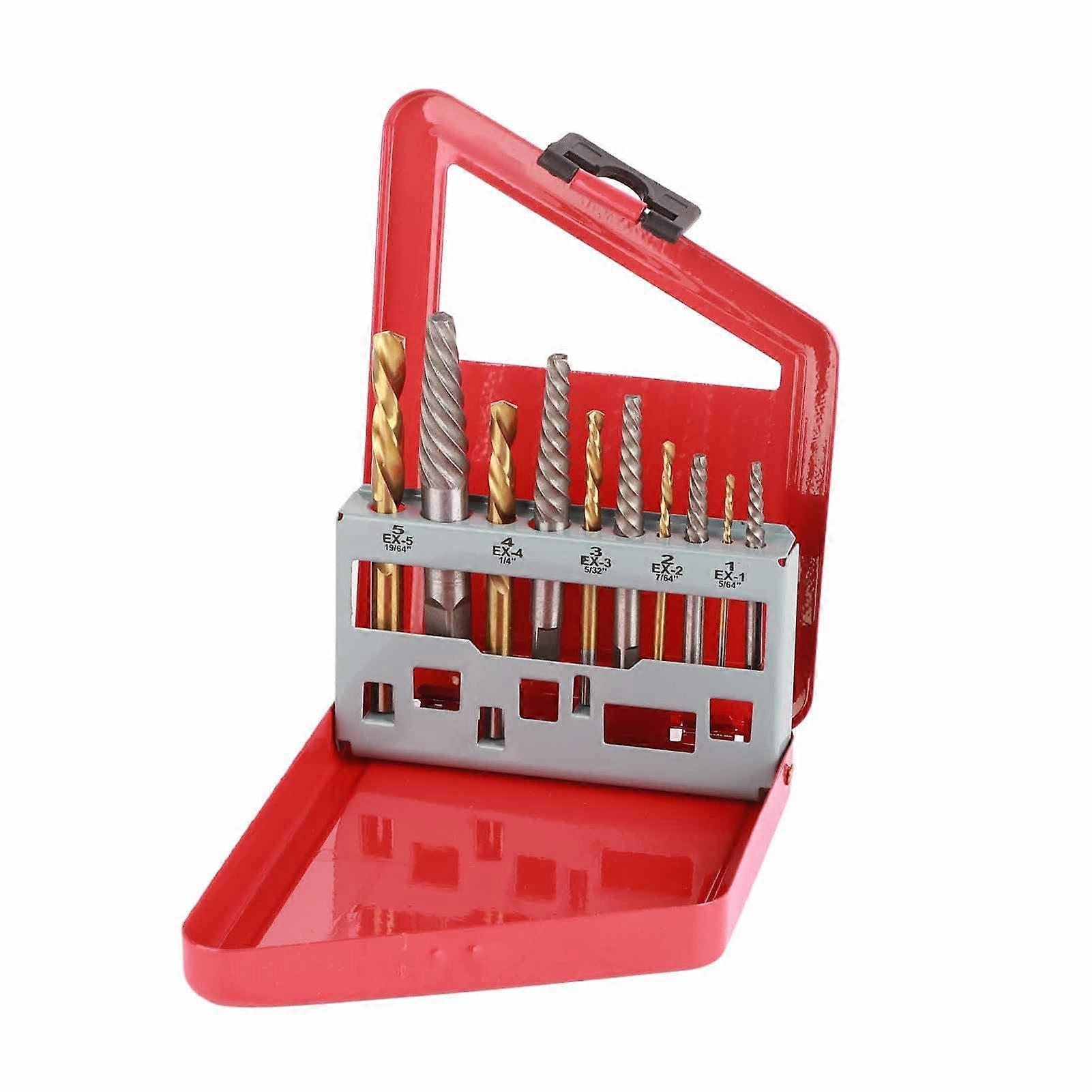 TAP Extractors - 10 Piece Titan Plated Drill Bit Screw Extraction Set, Alloy Steel for Stuck Screws and Bolts