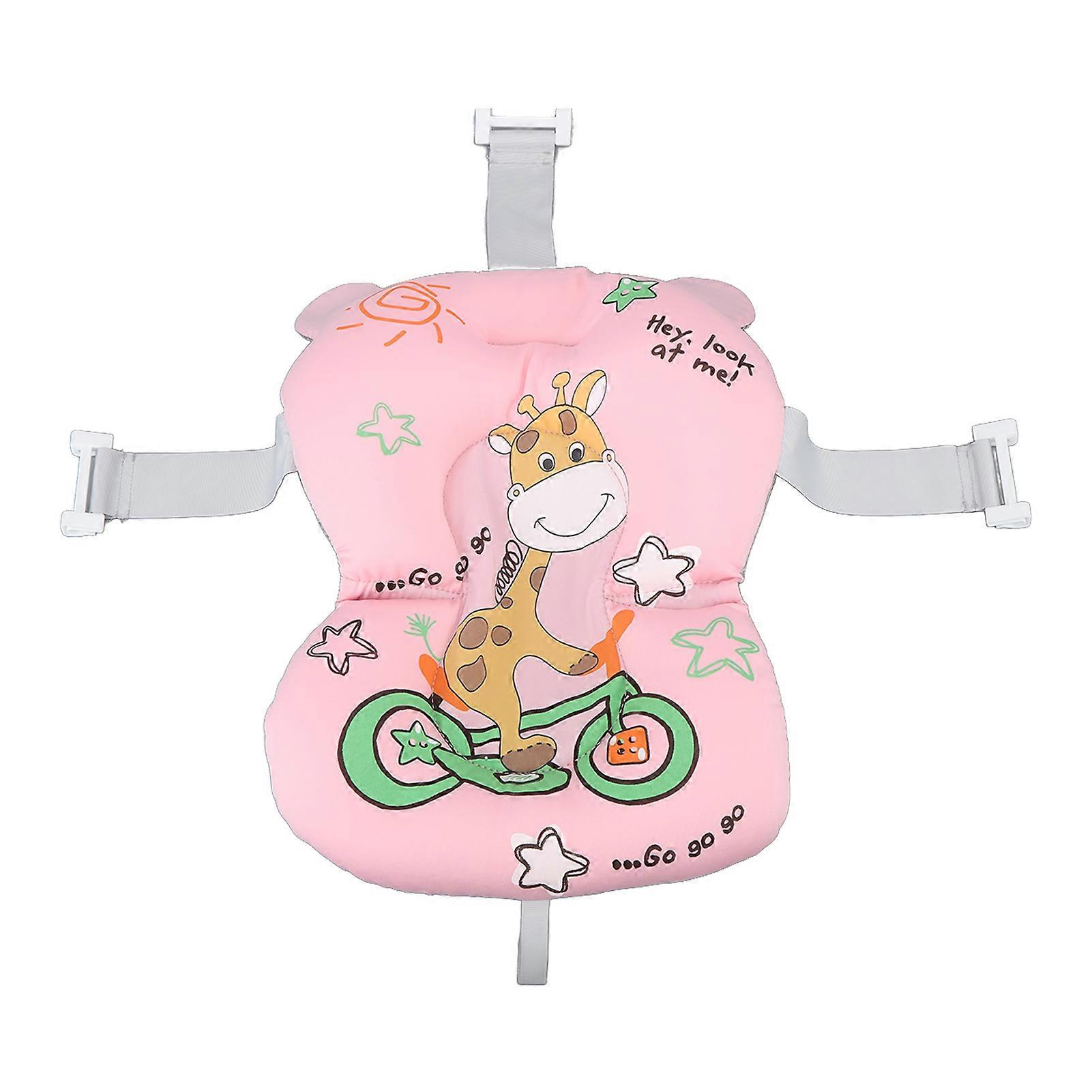 Soft Baby Bath Support Cushion Pad Cute Cartoon Pattern Breathable Newborn Bathtub Floating Pillow Mat Pink