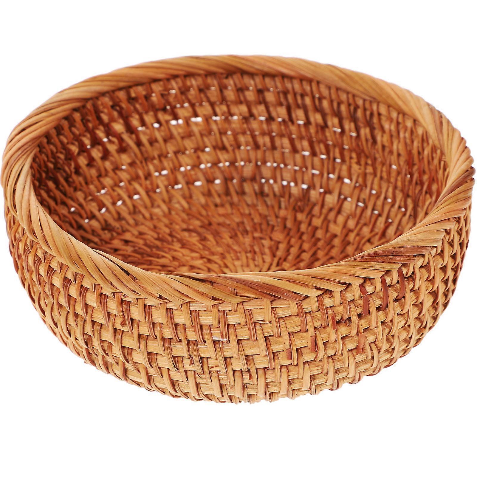 Light Brown Woven Fruit Basket for Party Made of Synthetic Material Modern and Simple Style 7.1 Inches