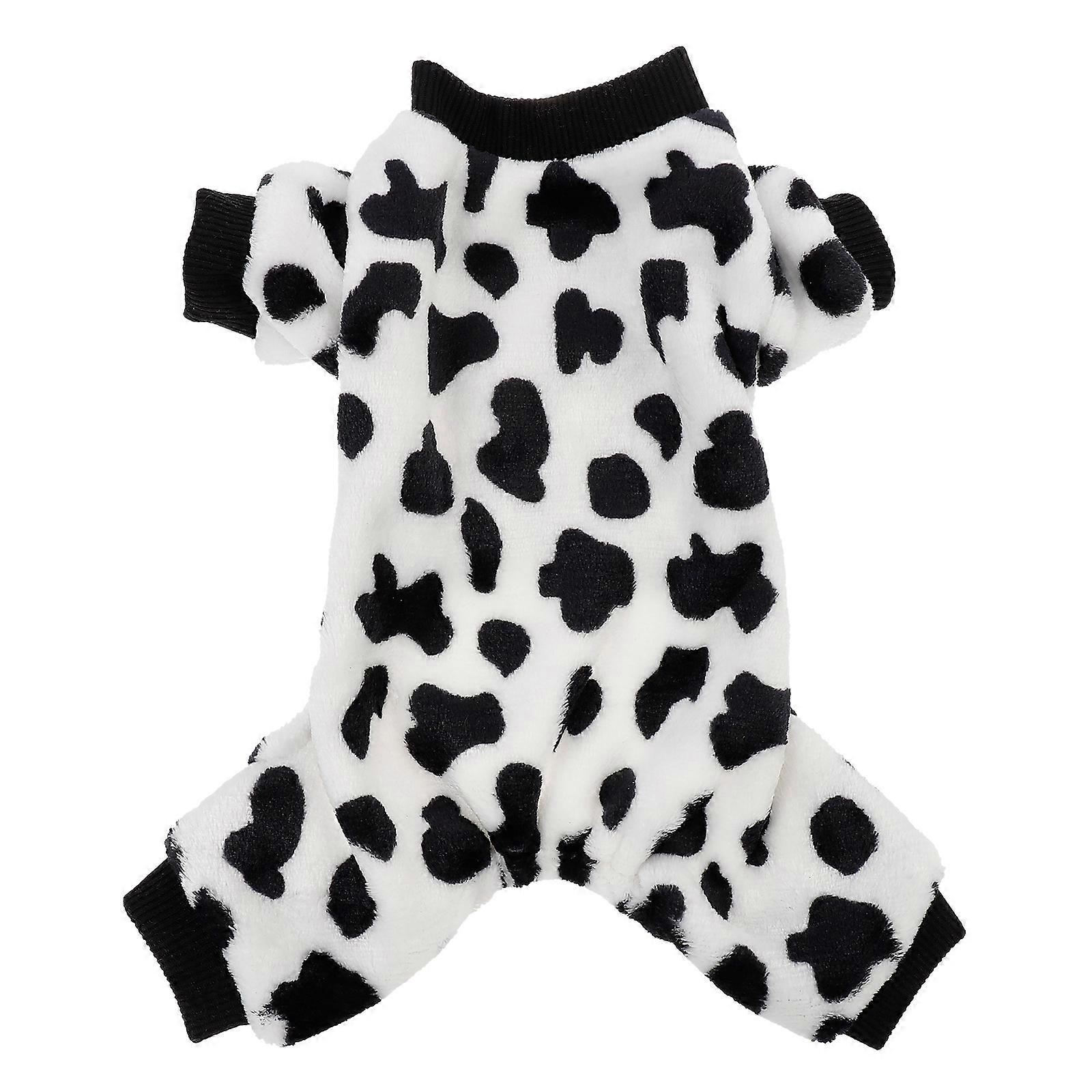 Cow Spot Pattern Polyester Dog Coat for Small Pets Size S Autumn Winter Apparel 1 Set
