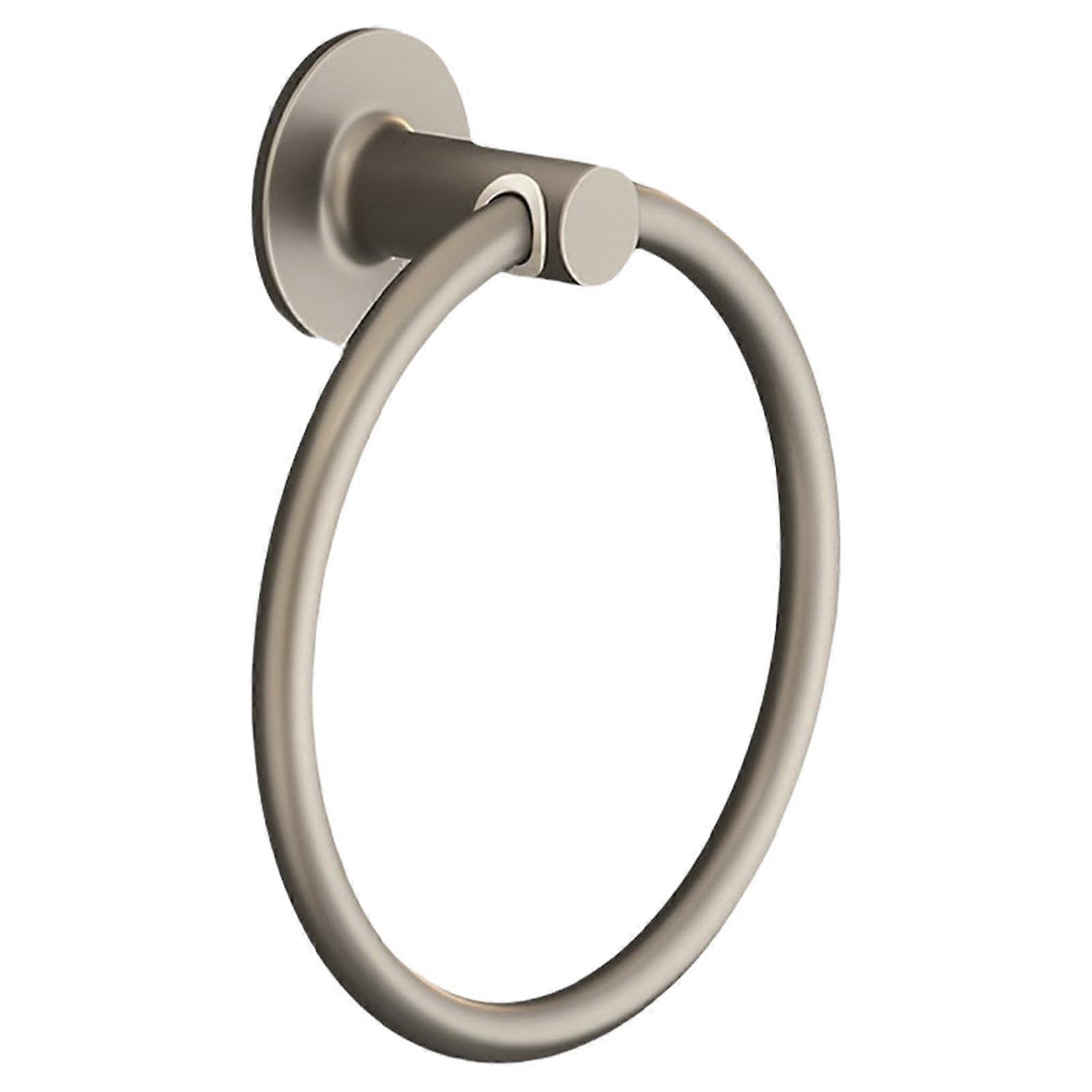Towel ring holder for bathroom and kitchen, no drilling required, spacesaving towel holder with Rring design. Gray