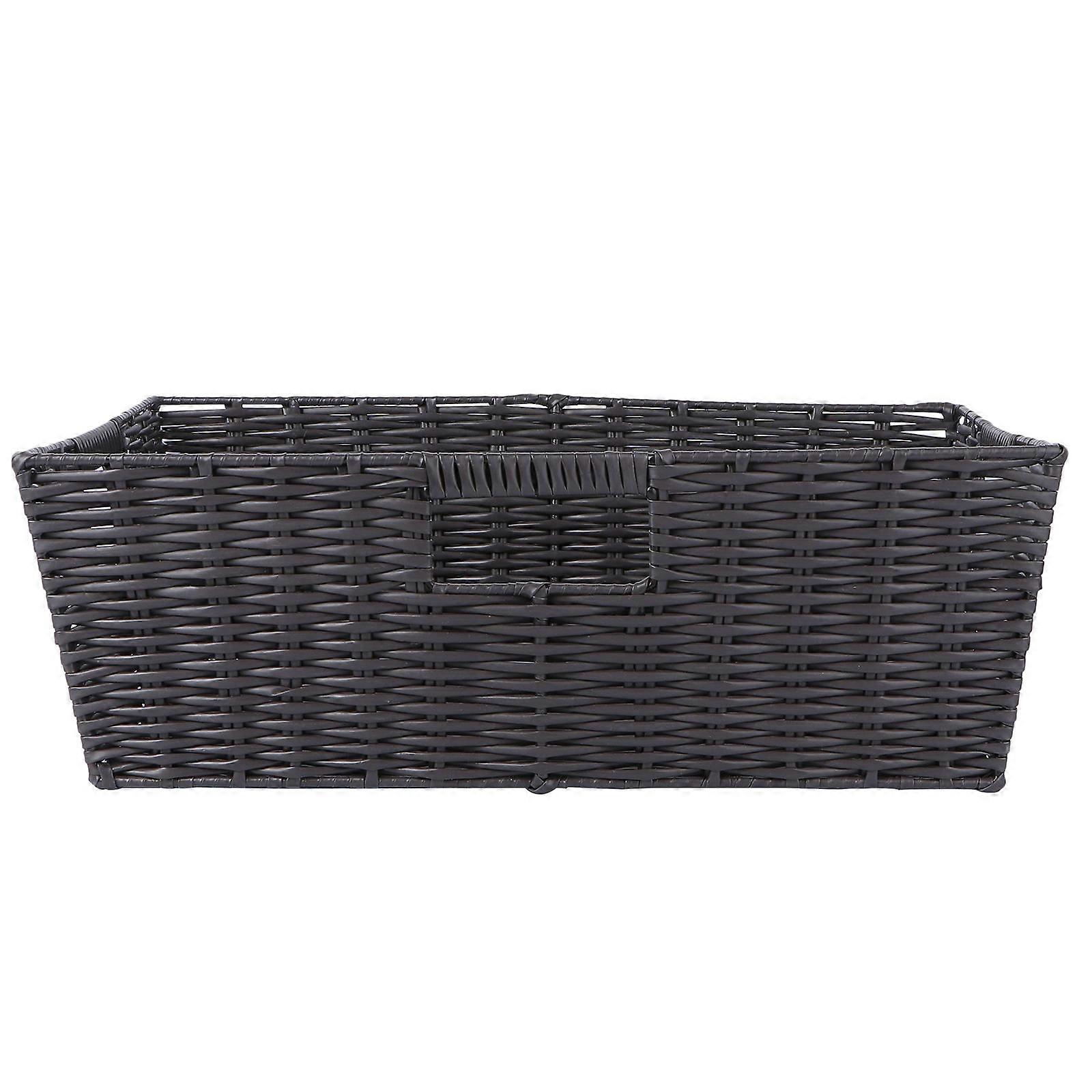 Coffee Plastic Storage Basket for Organized Closet Shelf with Handle Design Flexible and Stylish 12.5 x 8.5 x 6 inches