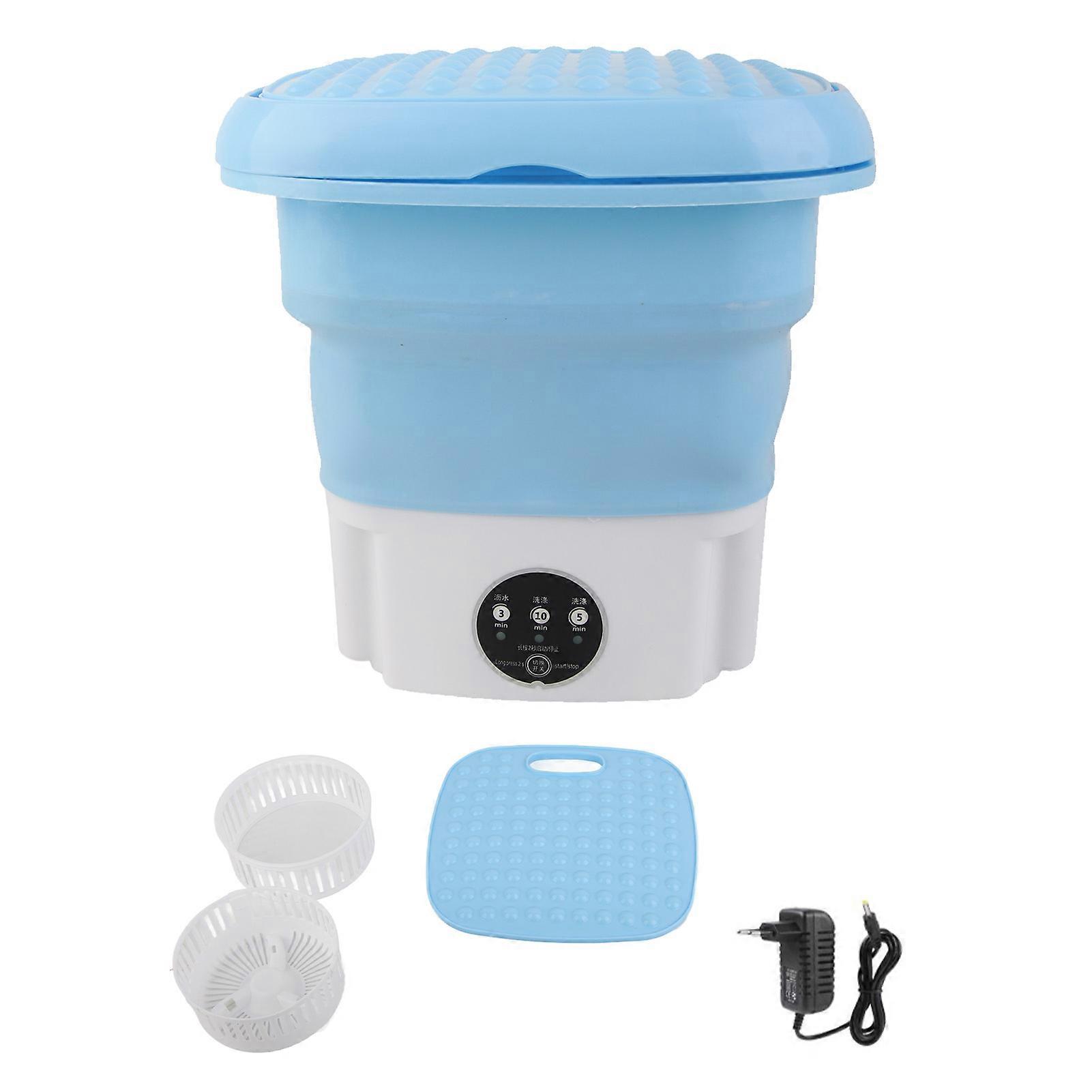 Foldable Mini Washer for Underwear & Socks – Compact Design for Dorms, Travel, and Small Spaces, 100-240V with EU Plug (Blue)