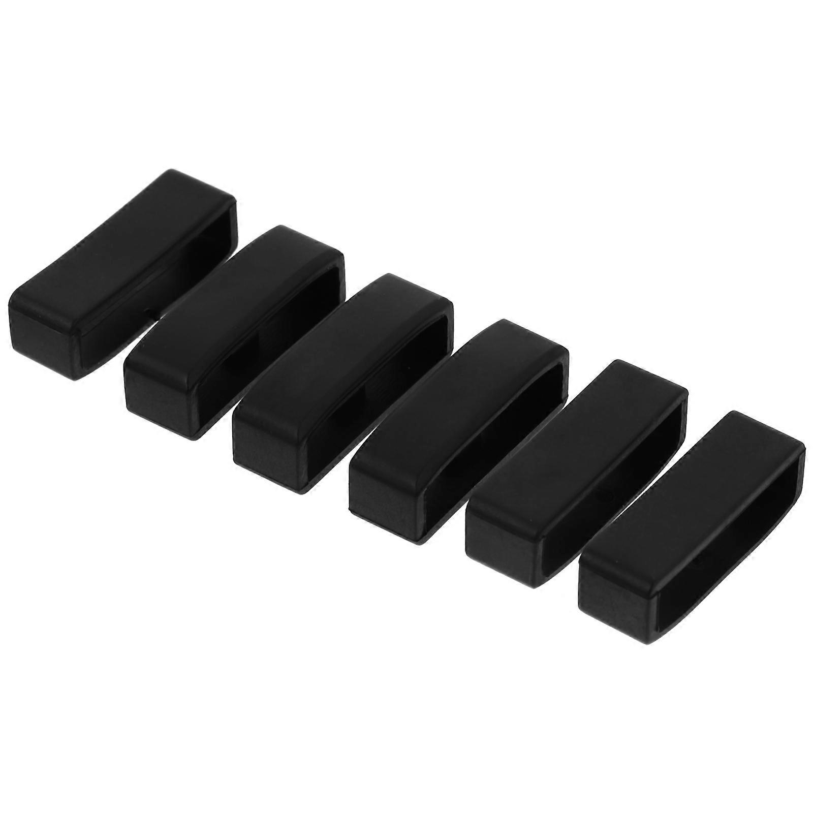 Black TPU Watch Band Keeper for Easy Fixing and Comfortable Use 6 Pieces