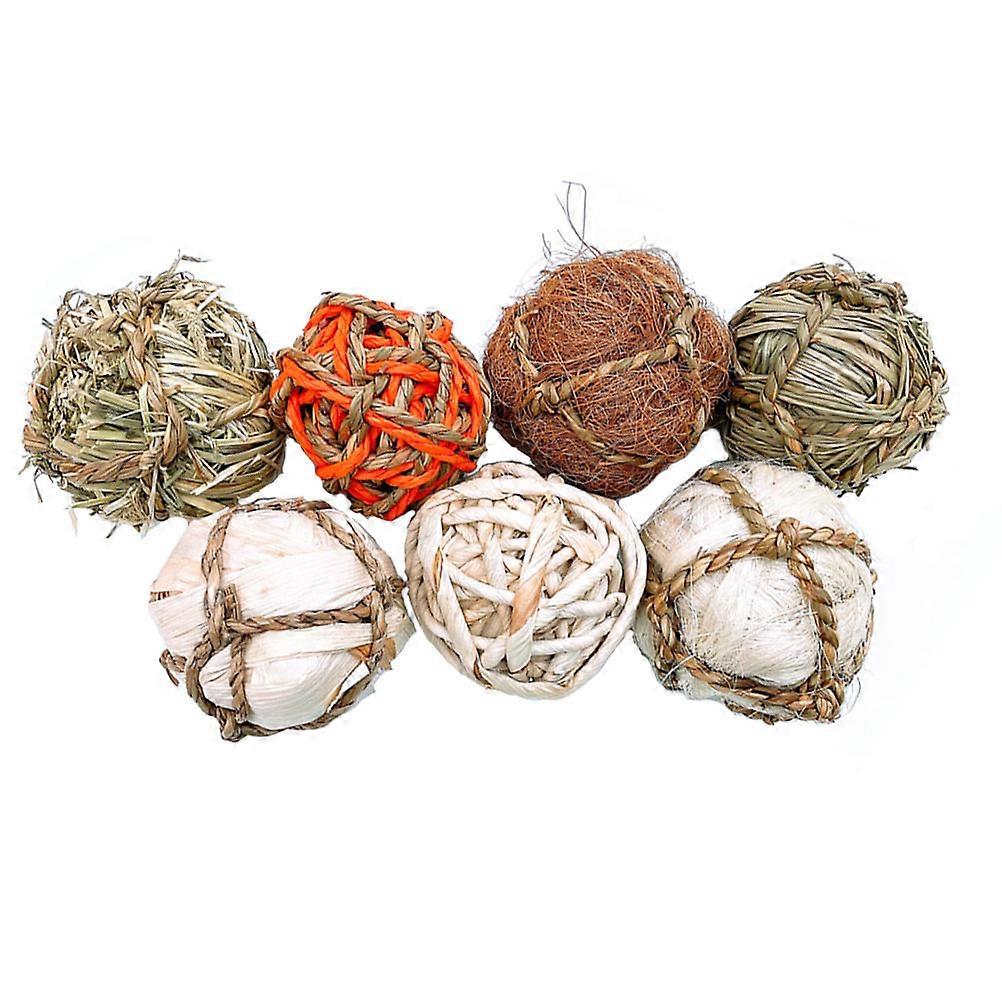 Chewing Plaything Rabbit Toy Balls 7Pcs Assorted Color Ideal For Parrot Owners Natural Material