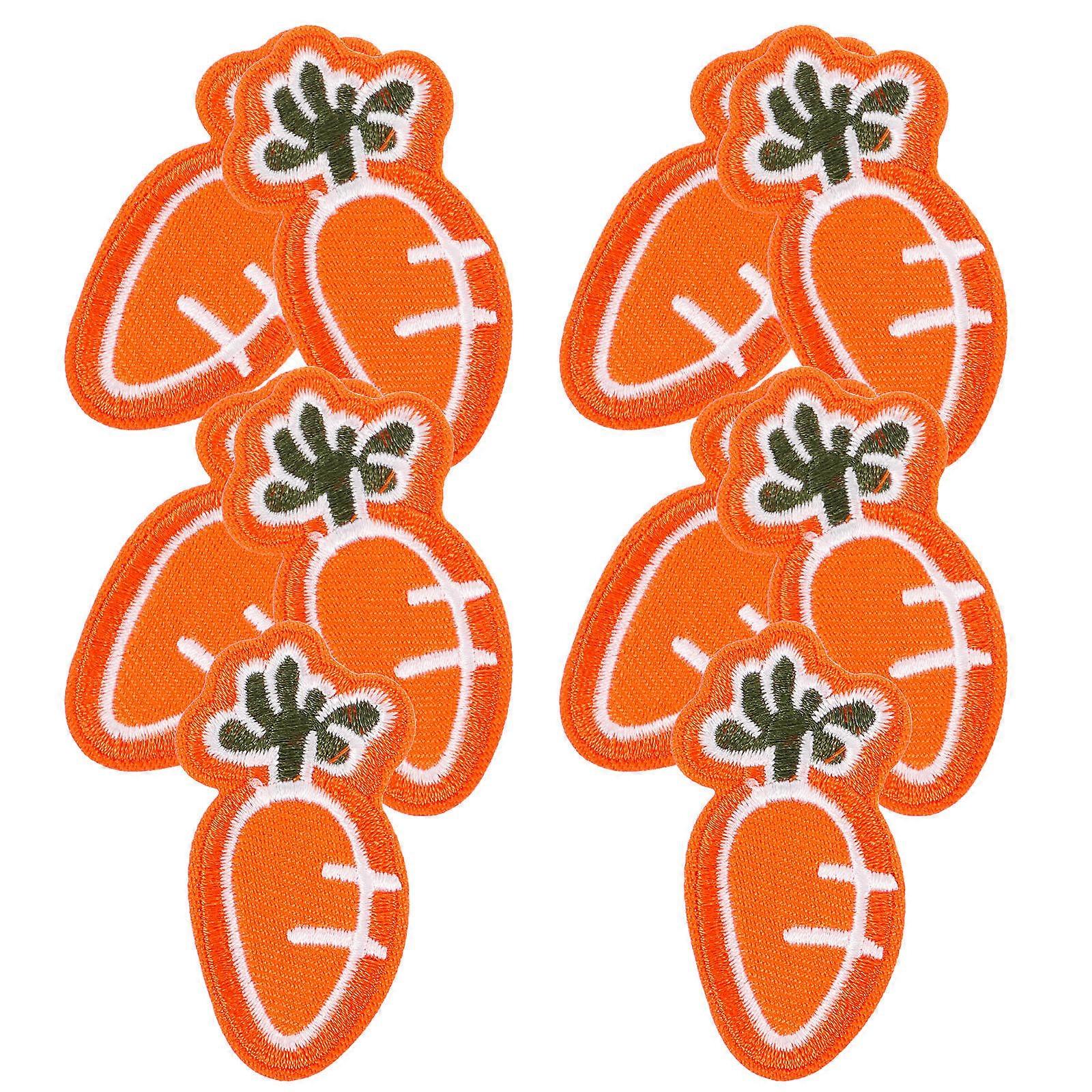 Carrot Design Iron On Patches For Bag Embellishment 5.50X2.70X0.20CM Durable Fabric Decorative 10Pcs