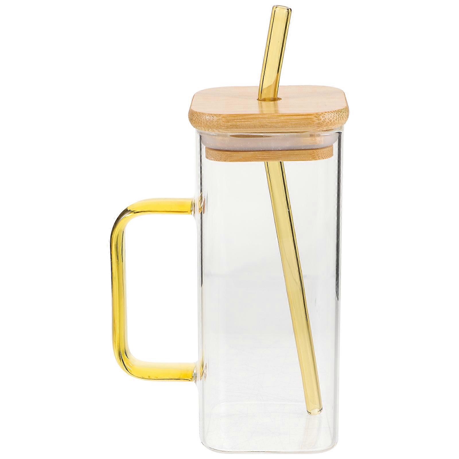 Versatile Tumbler Cup With Straw For Daily Use In Homes And Cafes Crafted From High Borosilicate Transparent Glass 1 Set