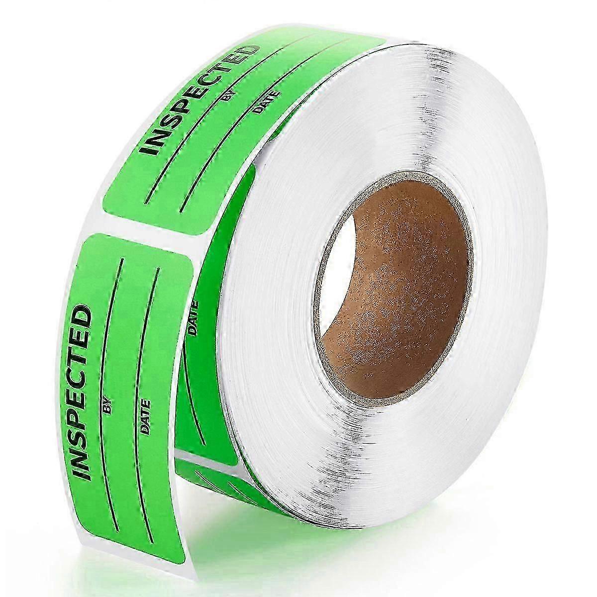 1 x 2.25 Inch Control Inventory Labels 500 Labels Per Roll Inspected by Rectangle Labels Fluorescent Green Adhesive Stickers