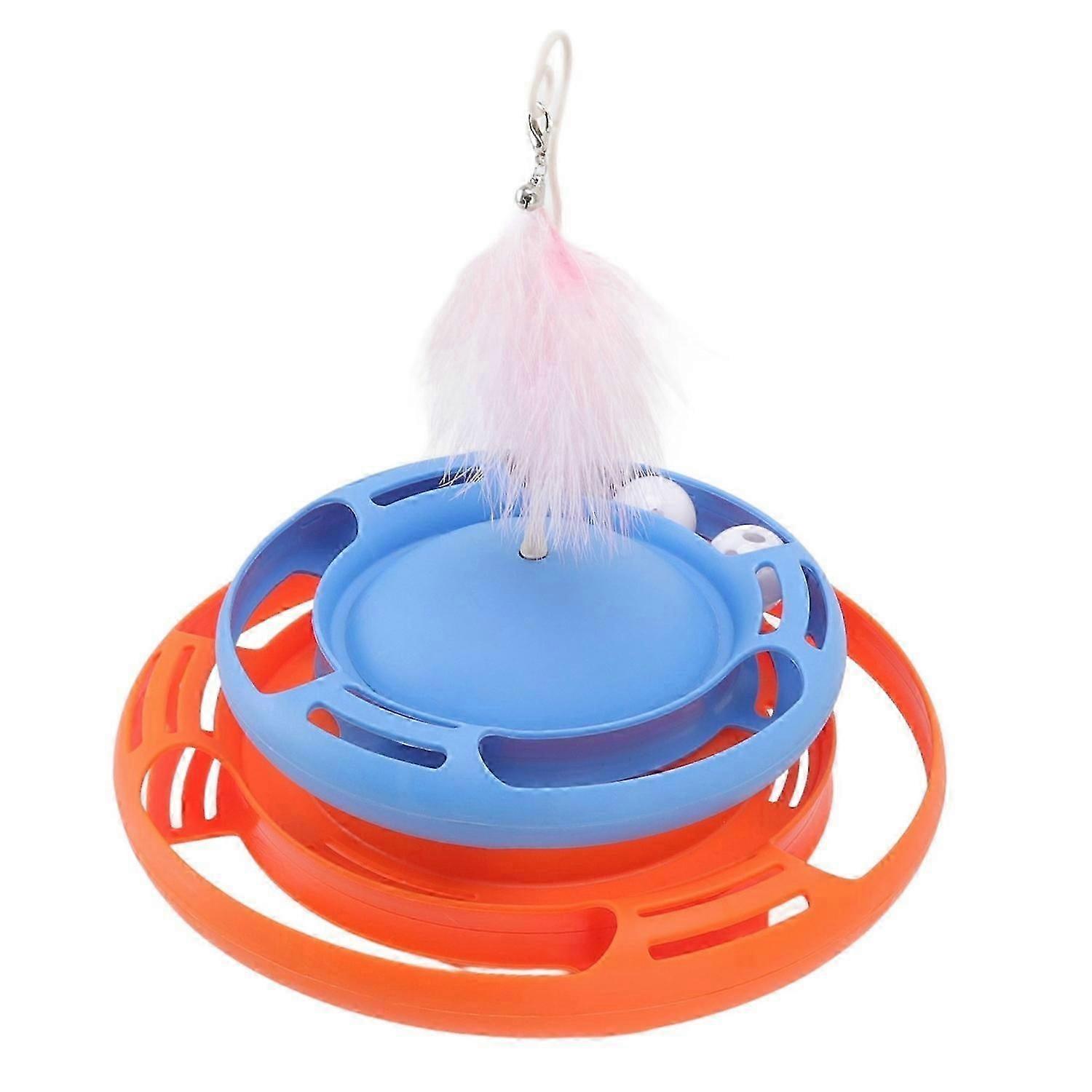Cat Turntable Toys Multifunctional Puzzle Interactive Cat Roller Tracks Ball with Cat Teasing Stick
