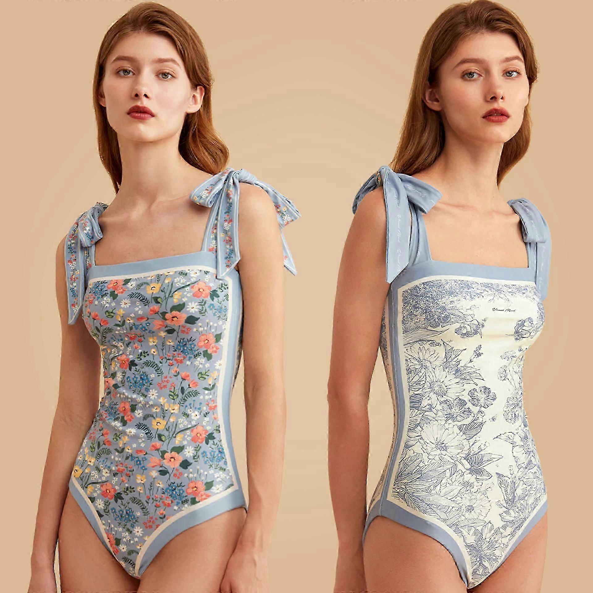 2023 Maillot de bain réversible imprimé maillot de bain une pièce maillot de bain réversible vintage français femmeZZ15