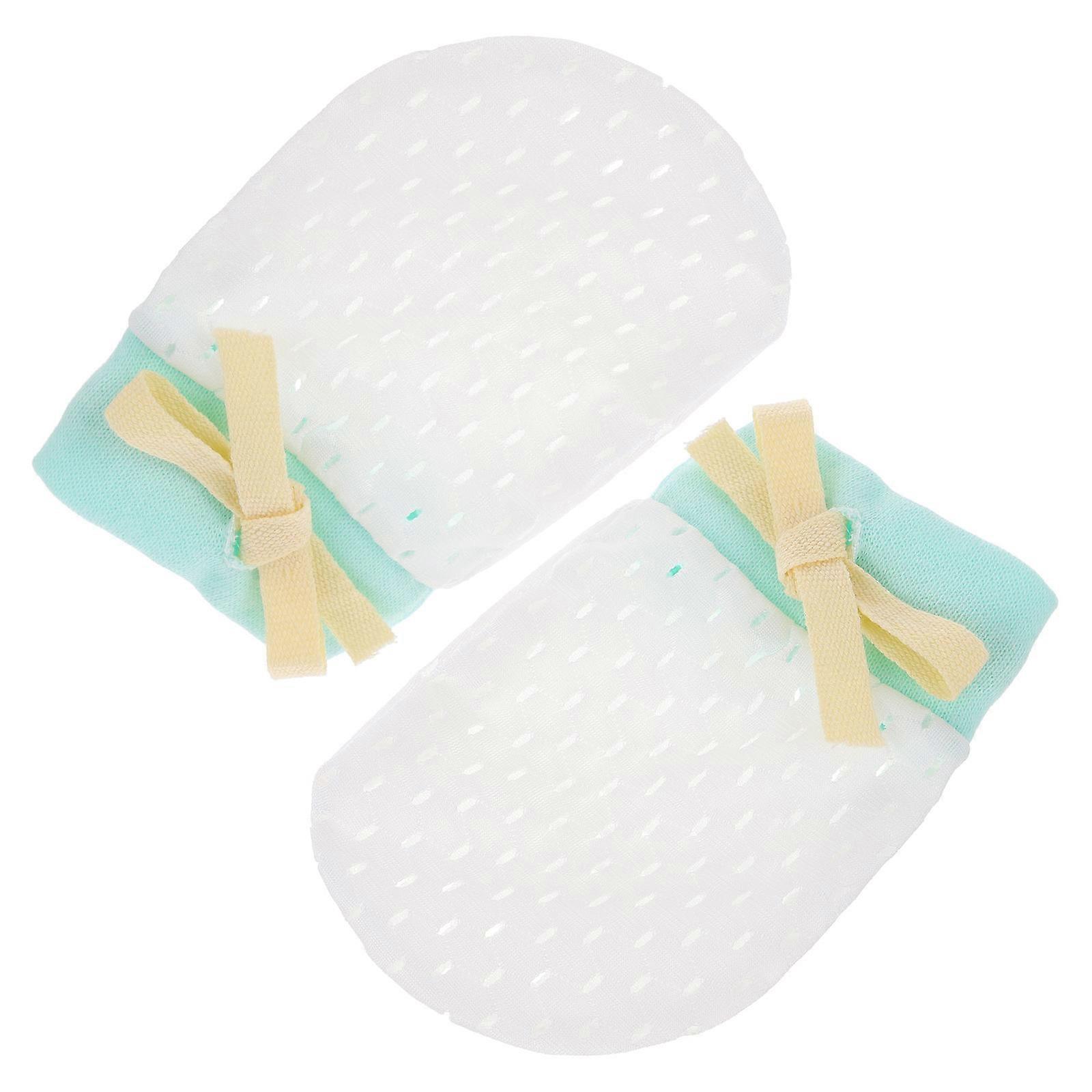 Baby No Scratch Mittens with Drawstring Design Soft Cotton Fabric Light Green for 010 Months