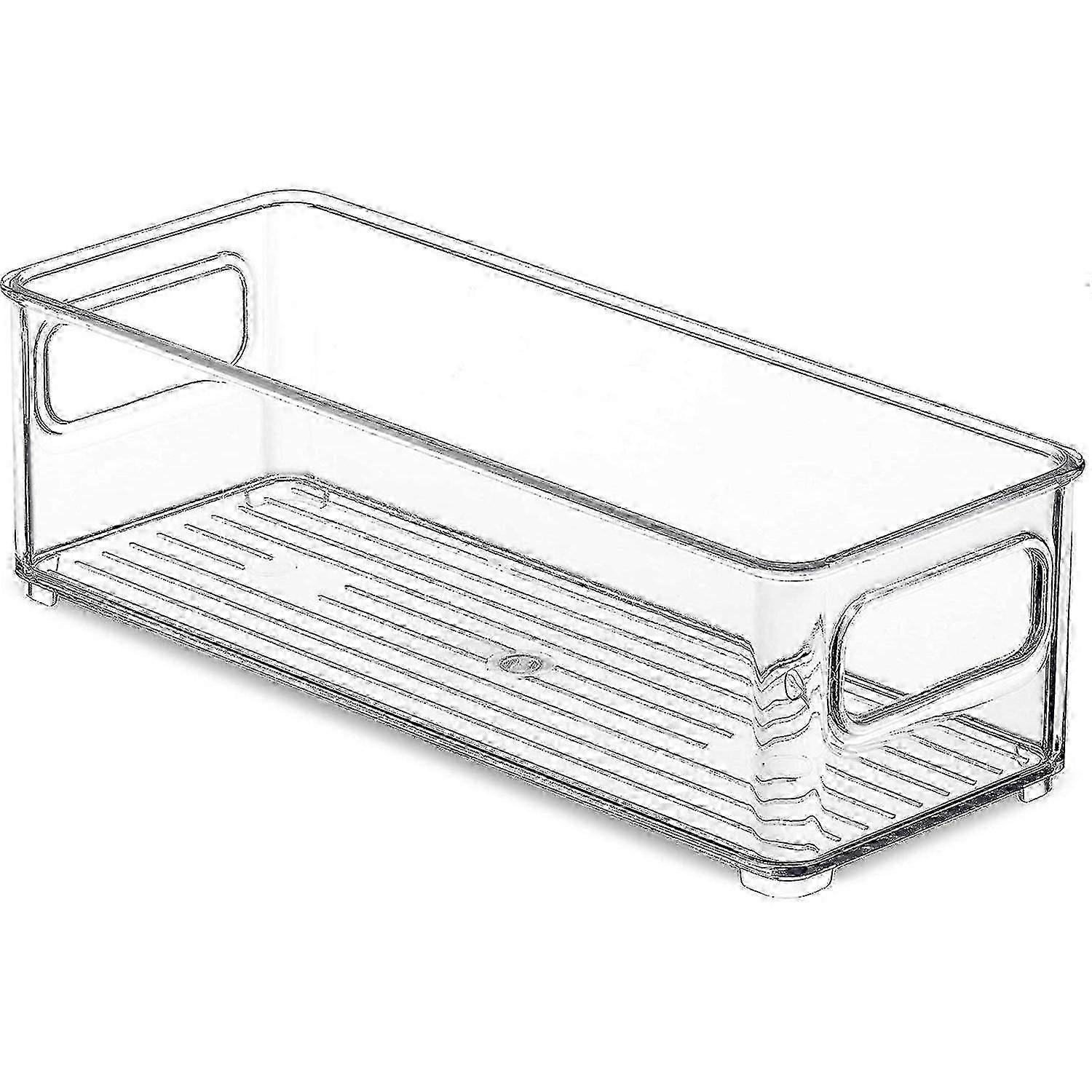 1 Pcs Clear Stackable Plastic Food Storage Bins with Handles for Pantry