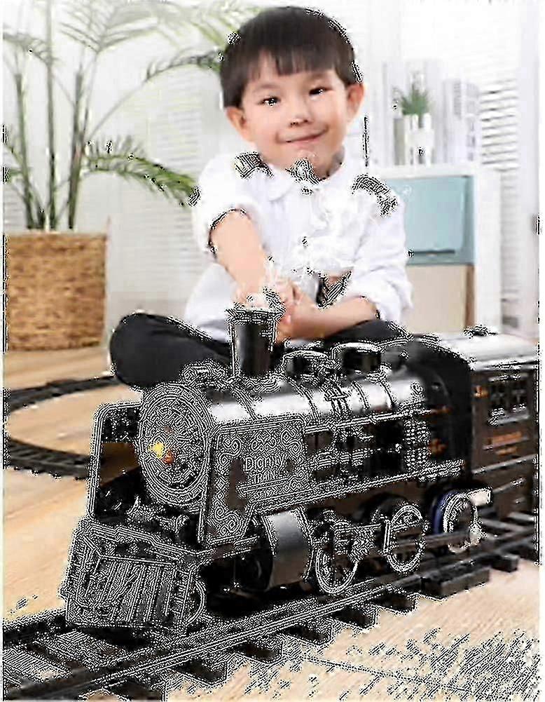 Elektrisk damplokomotiv togsæt med realistiske lyde, lys og røg - Opladning af model legetøj i sort