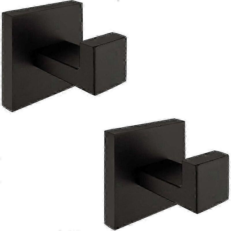 2 حزمة ماتي الأسود الفولاذ المقاوم للصدأ منشفة السنانير للحمام، الملابس، منشفة، معطف، الجدار هوك، مربع، المرحاض، مطبخ، شماعات الباب الثقيلة - THSIND