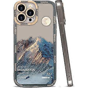 Compatible With Iphone 12 Pro Asthestic Mountain Moon Cute Slim Phone For Women Girl Men Boy, Soft Tpu Silicone Protective Full Camera Lens