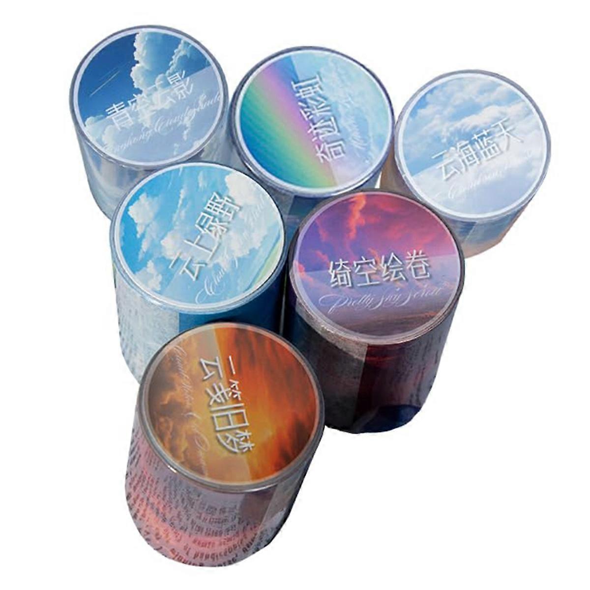 6pcs Decorative Adhesive Tapes Vintage Clouds in the Washi Paper Tape Great for Supplies