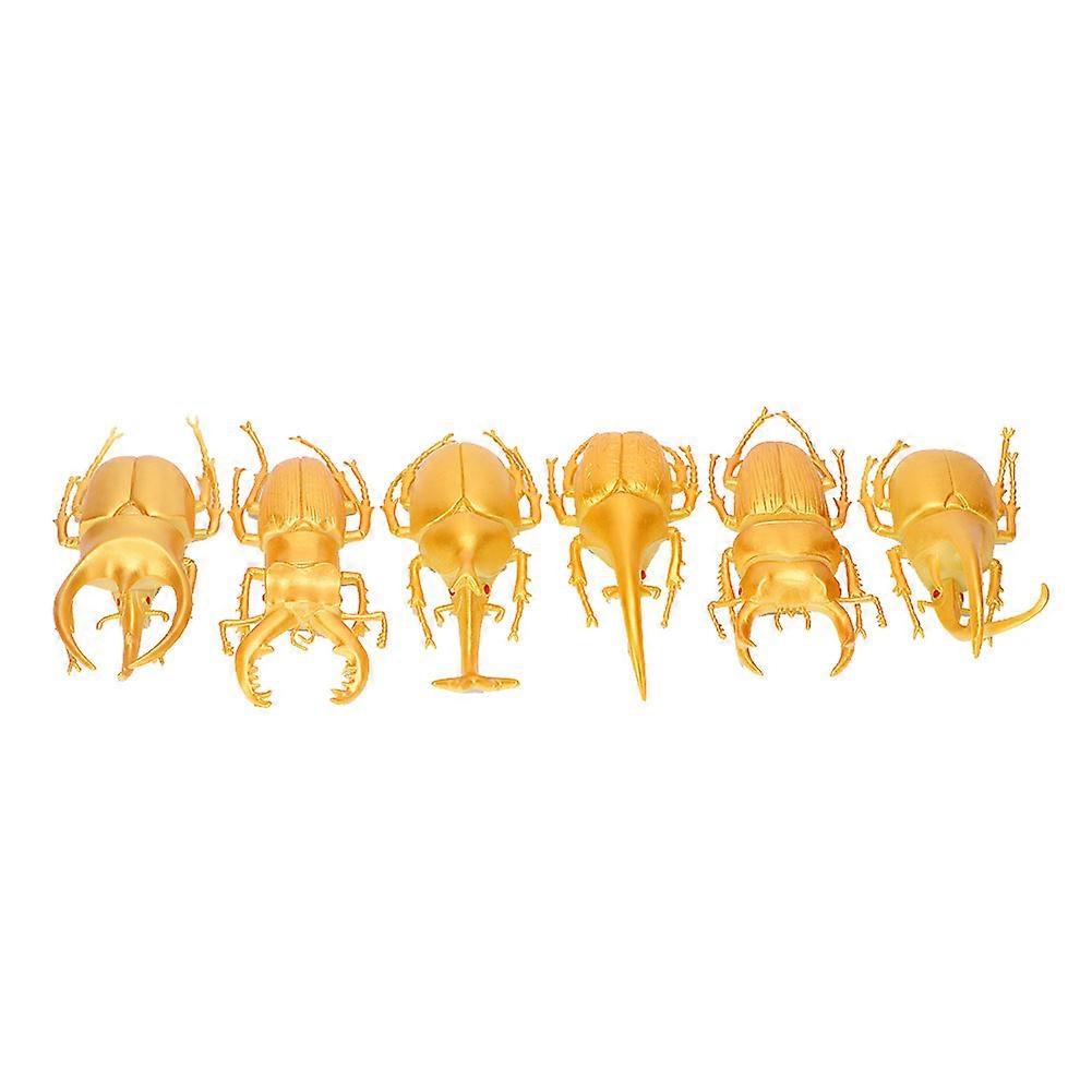 6 Pcs Simulation Insects Non-toxic PVC Insects for Halloween (Golden)