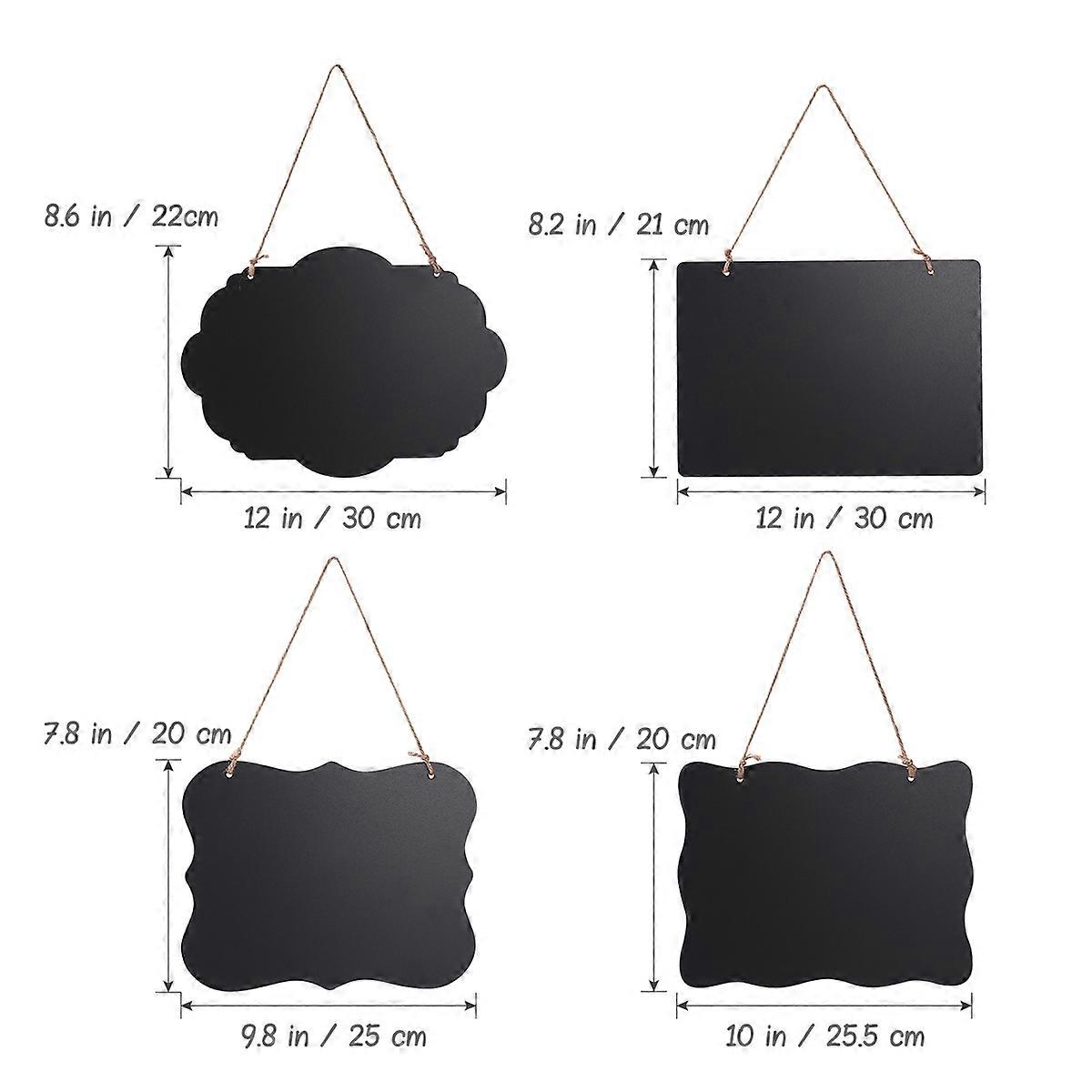 Mini Wooden Message Board for Hanging 4Pcs Double Sided Blackboard