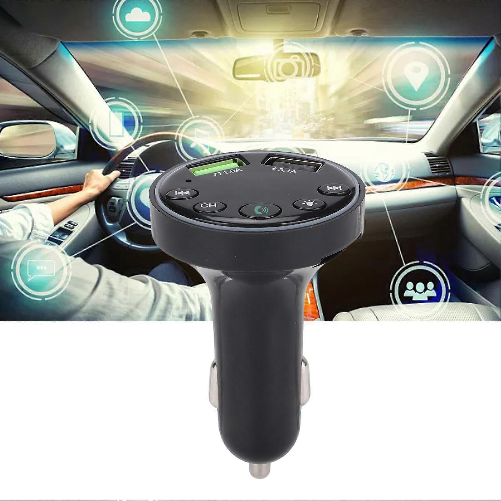 Bluetooth FM Transmitter V5.0 Dual USB, 32GB, Colorful Lights