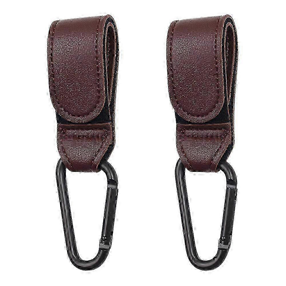 Durable Leather Stroller Hooks, Free Up Your Hands, Secure Fitting for Multiple Items (2PCS)