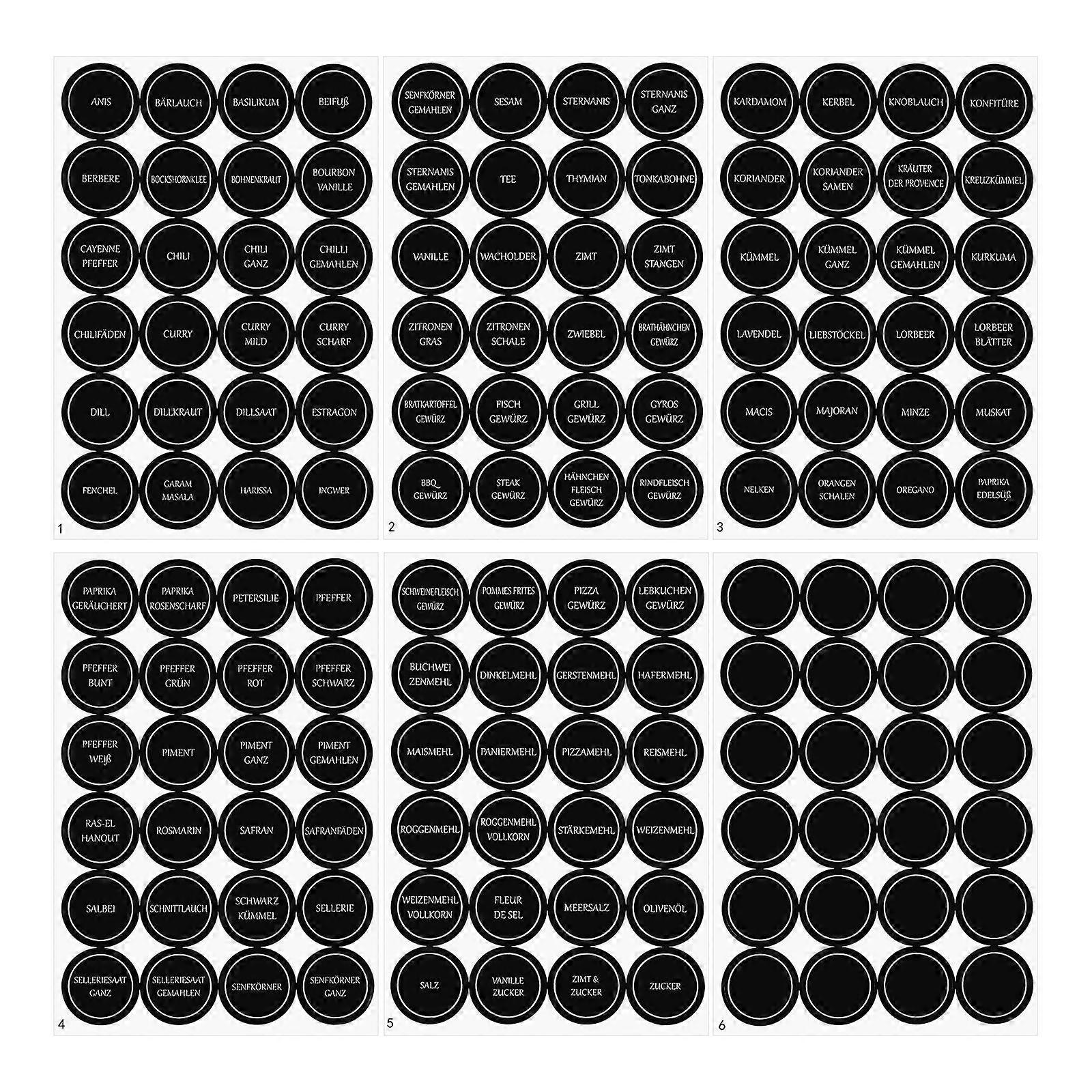 6 Sheets Round Spice Jar Labels For Kitchen Containers For Organizing Your Pantry Round Stickers For Food Storage And Canning Jars