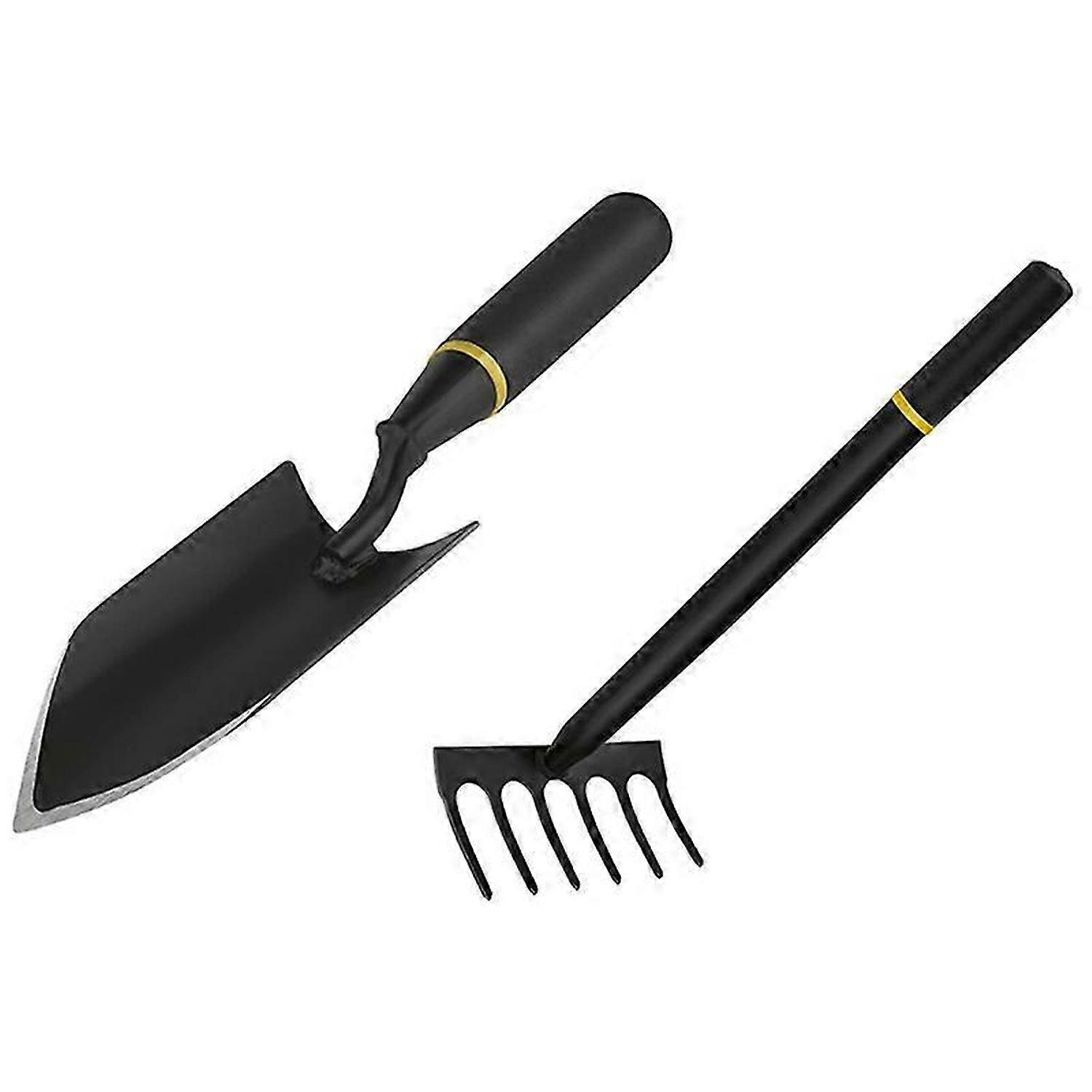 2-Piece Garden Shovel Set with A Length of 32cm and A Scarifying Rake