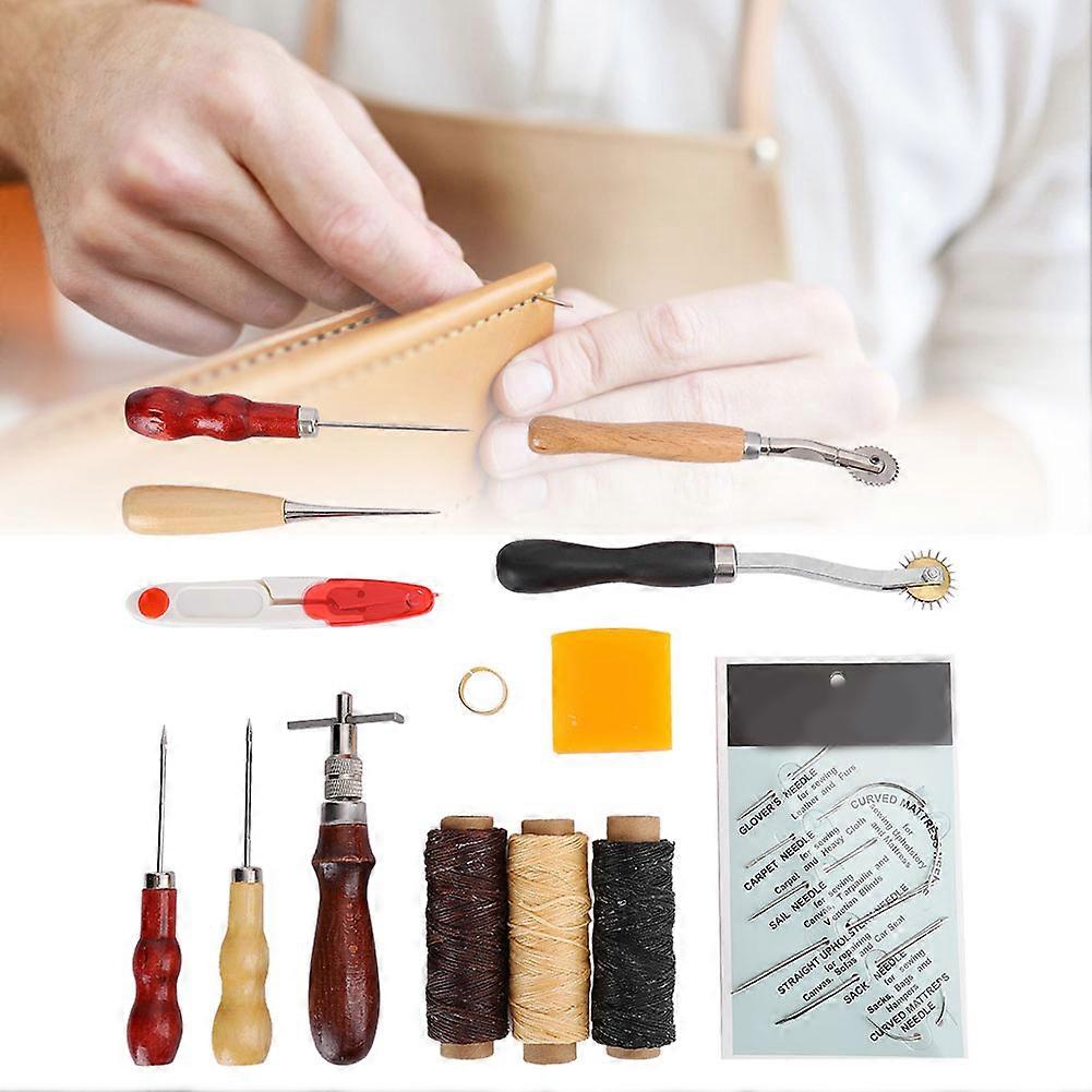 14pcs Leather Hand Sewing DIY Stitching Tool Set with Thimble