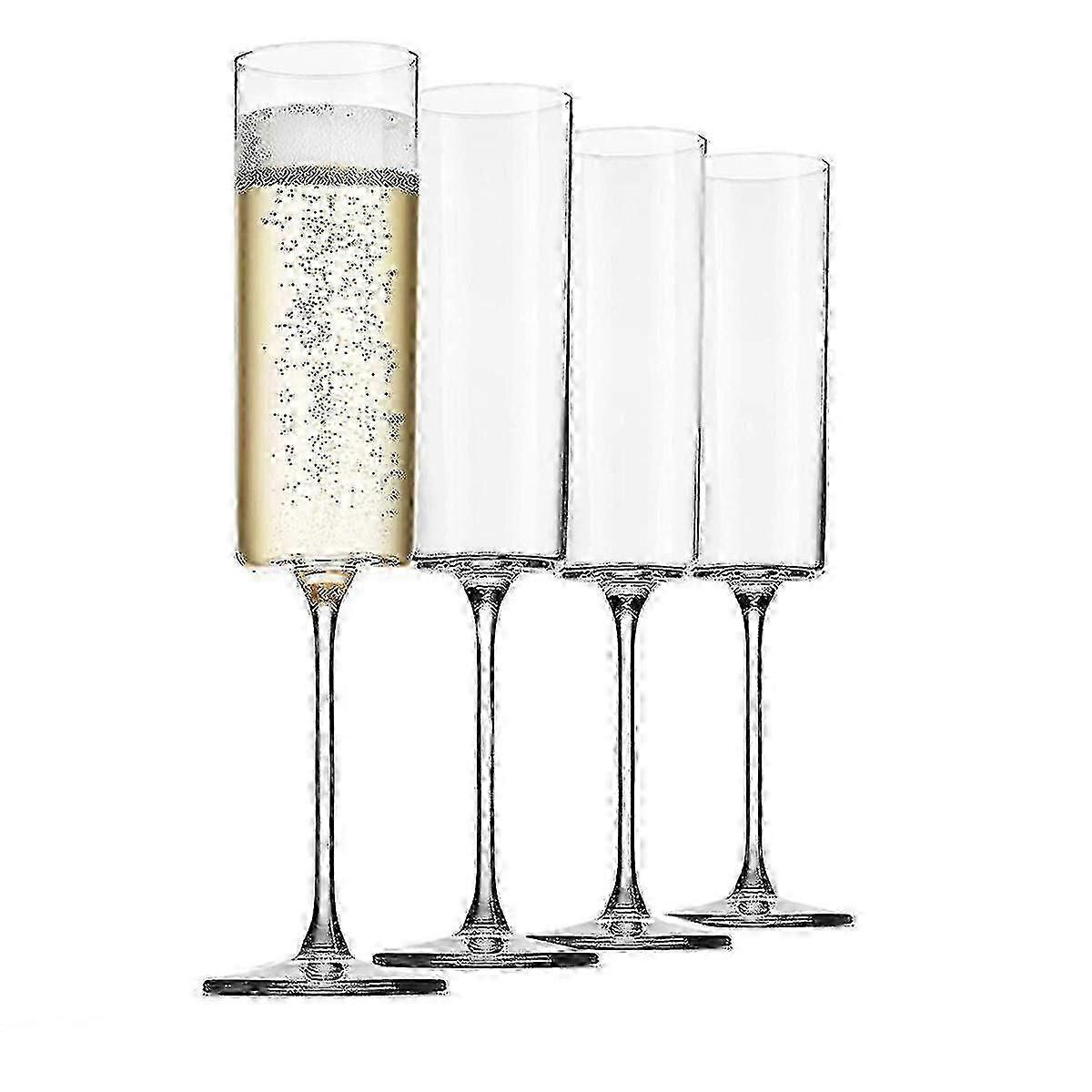 Glass Champagne 4 Pack 6-ounce Champagne Glasses 4pc Set, Premium Square Edge Blown Glass Wine Glass The Best