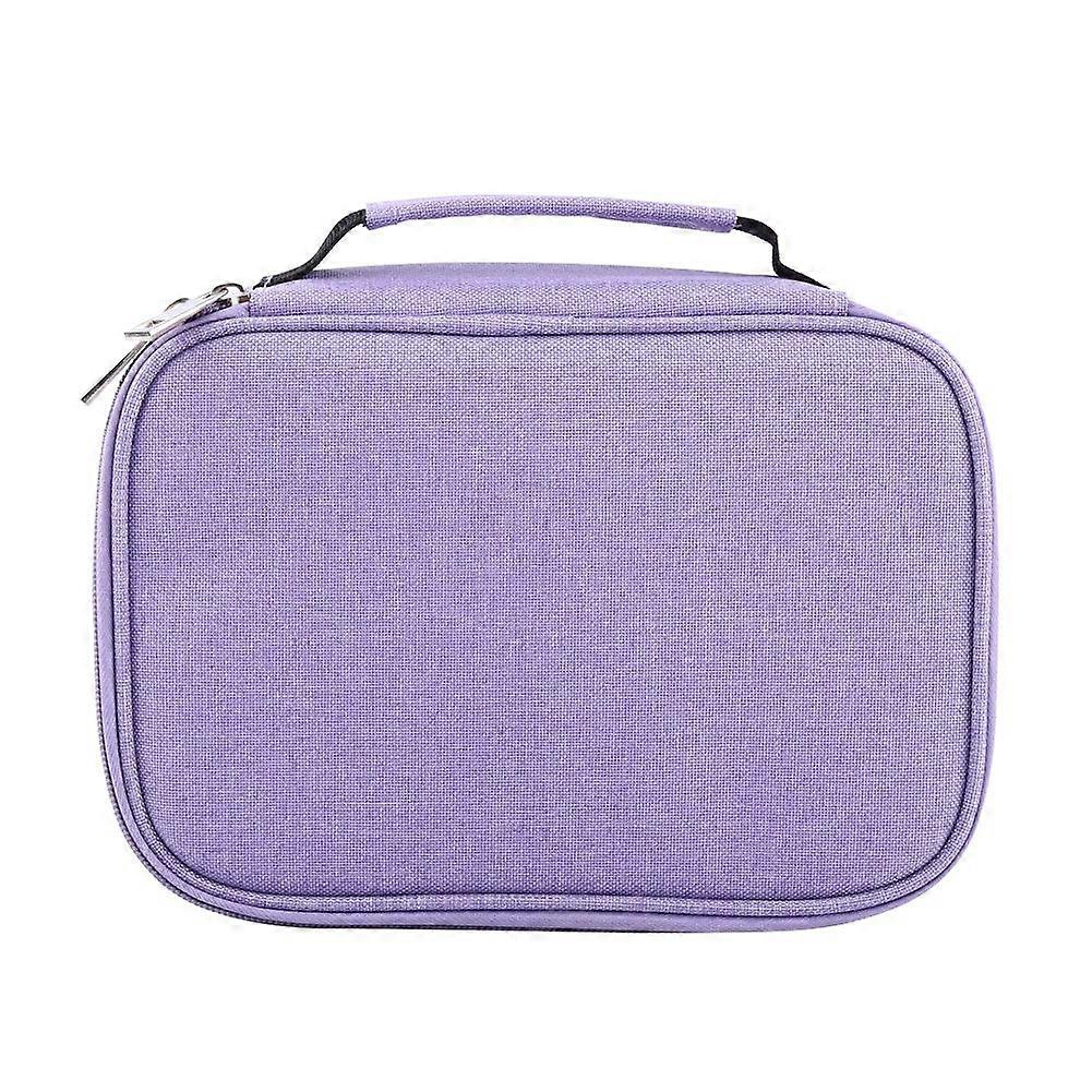 72 Slots Multifunction Foldable Fabric Pencil Case Large Capacity Zipper Pen Bag Purple