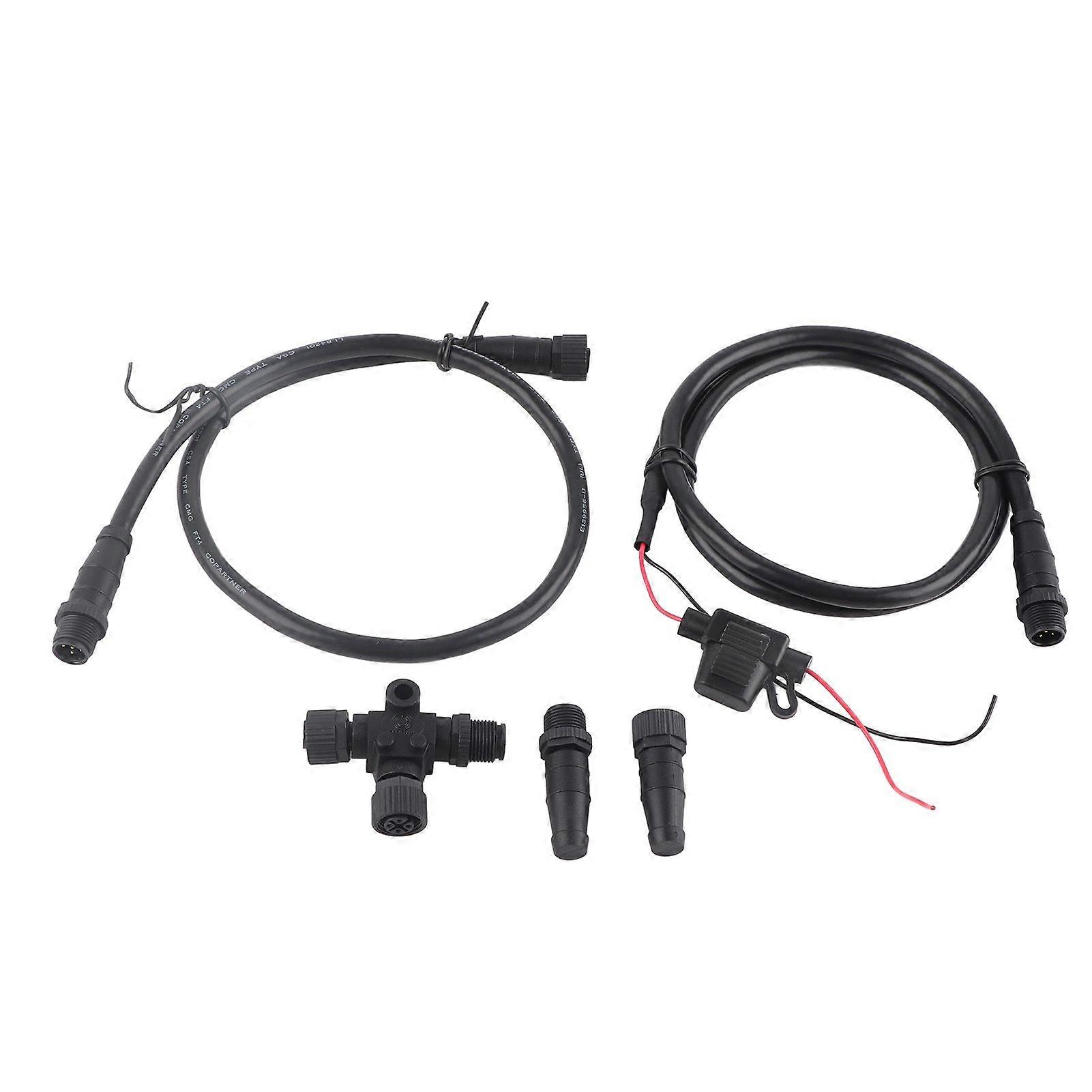 Marine for NMEA 2000 Starter Kit 1m Power Cable with Fuse Male Female Terminator T Connector for Lowrance Networks