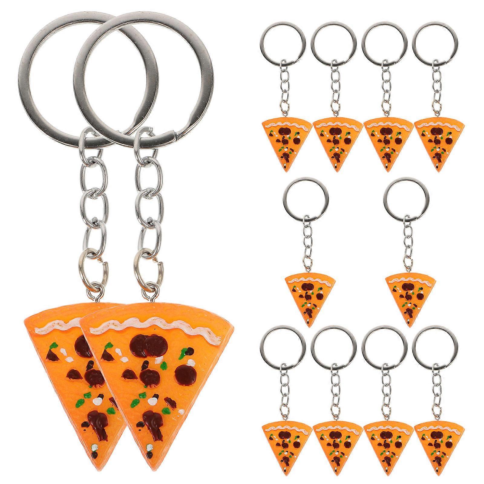 Orange Resin Keychain Pizza Pendant for Holding Key 48Pcs Simulation Food