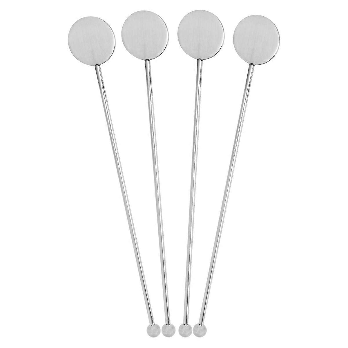 Stainless Steel Swizzle Stick for Mixing Use 4Pcs Silver Cocktail Bar Set