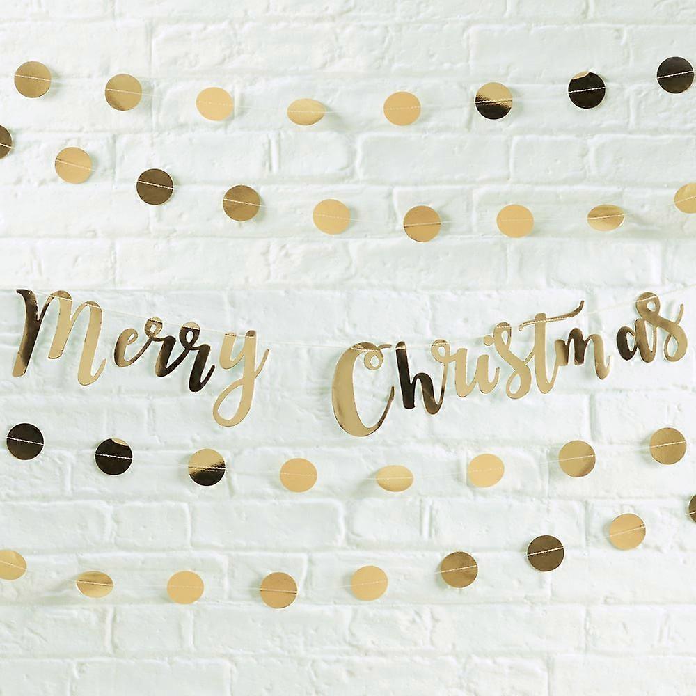 Gold Merry Christmas Bunting Card Bunting Decoration Banner