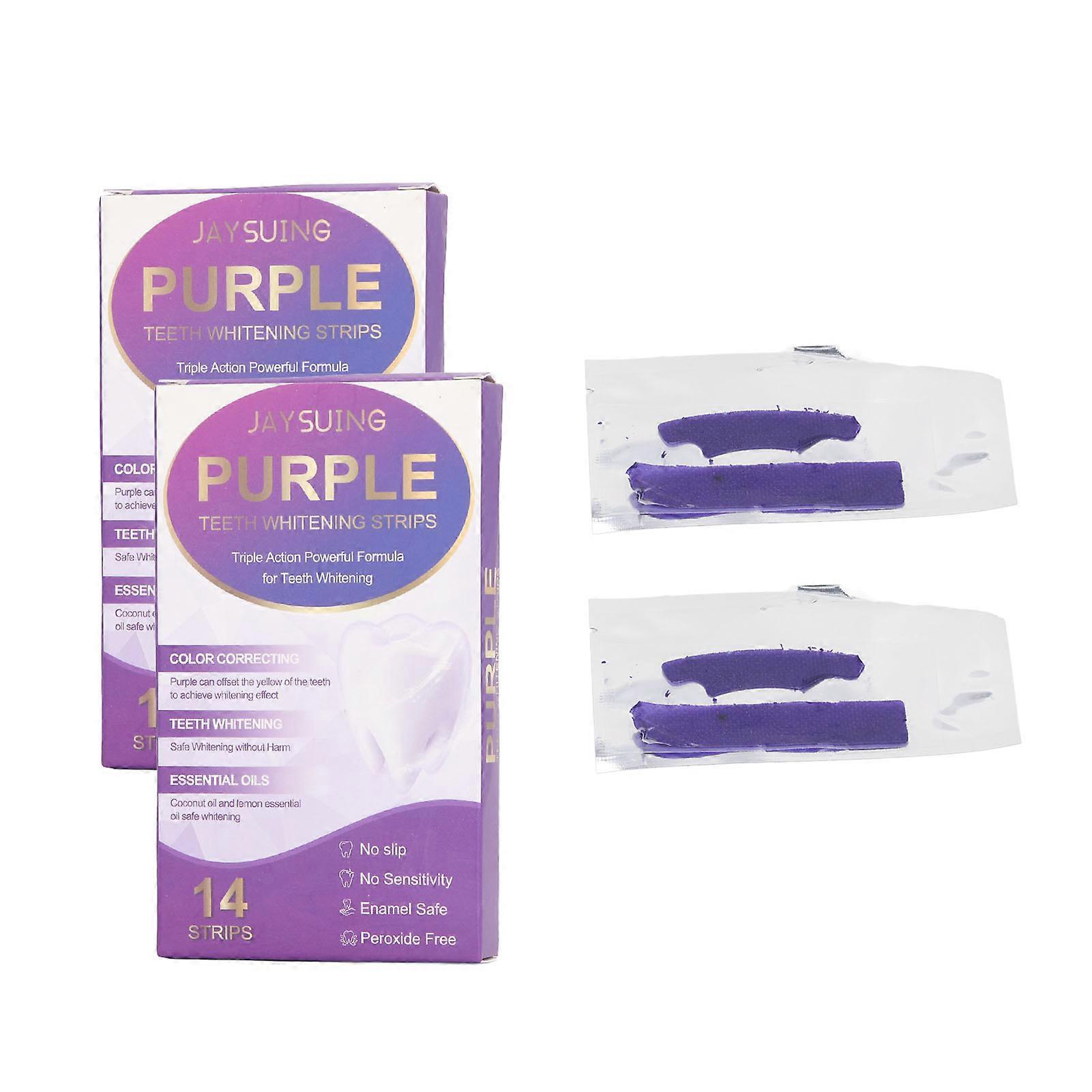 Lot de 28 bandes de blanchiment dentaire violettes pour éliminer les taches de thé et de tabac