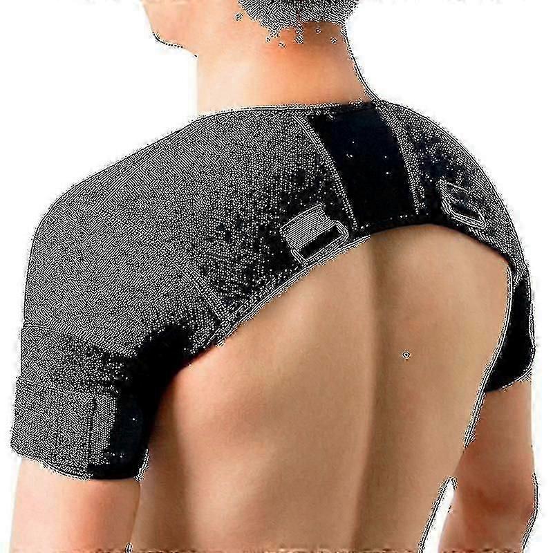 Sort Dobbelt Skulder Wrap Bøjle Rotator Manchet Arm Smertelindring Varm Terapi For Mand Og Kvinder Fleksibel Xl - Shengx