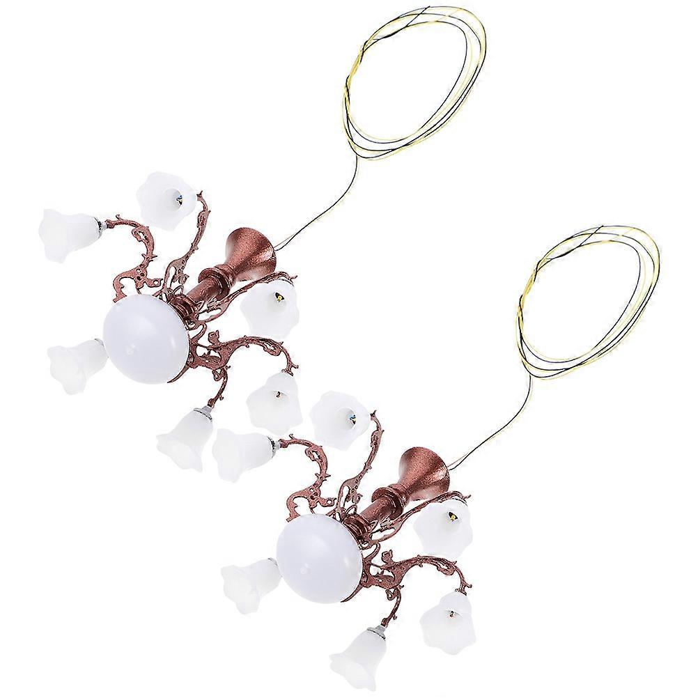 Model Chandelier Mini Ceiling Lamp for Decoration 2Pcs Tiny House Ceiling Lamps