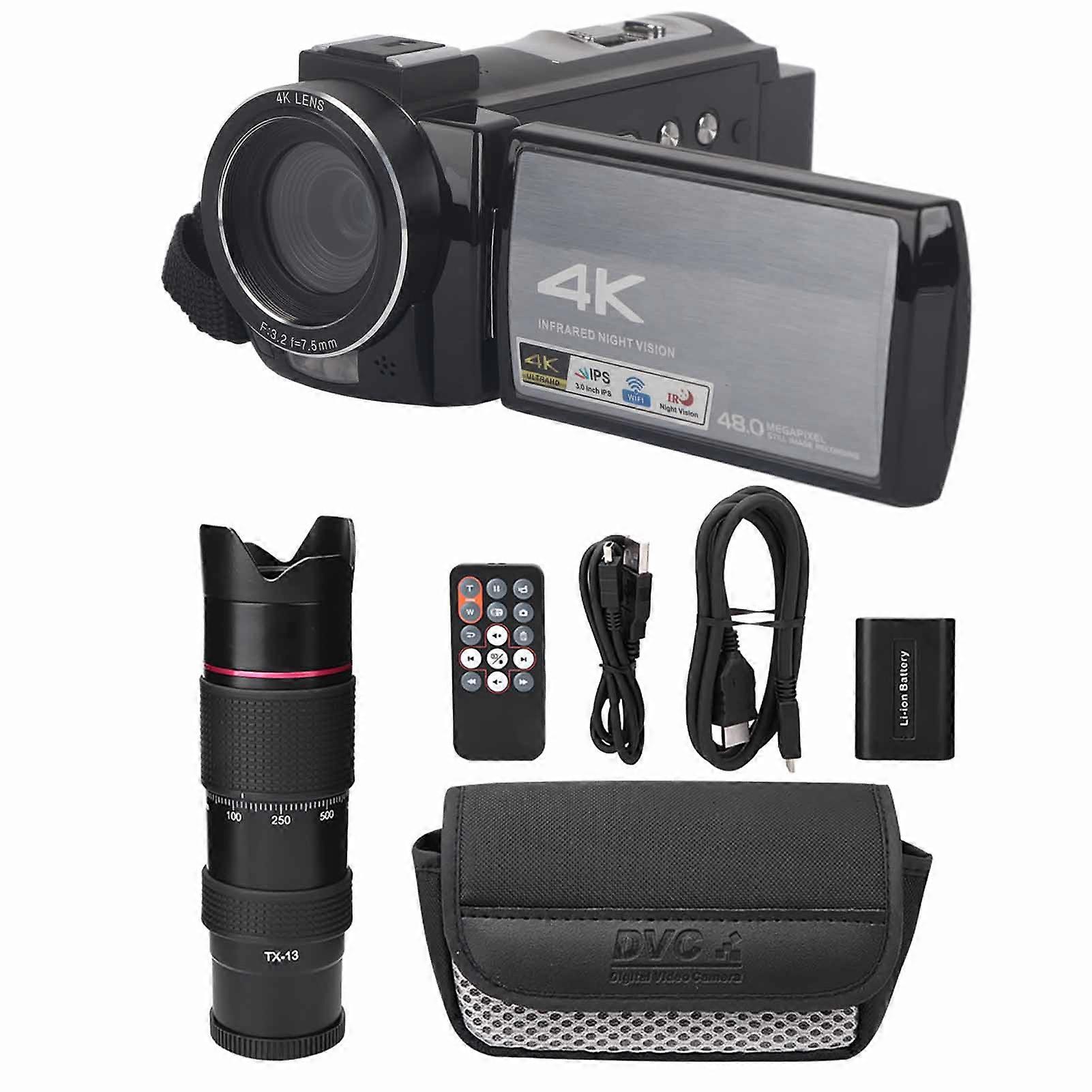 Caméra vidéo numérique HDr AE8 4K HD WIFI, écran tactile 3 pouces, zoom intelligent 16x (#2)