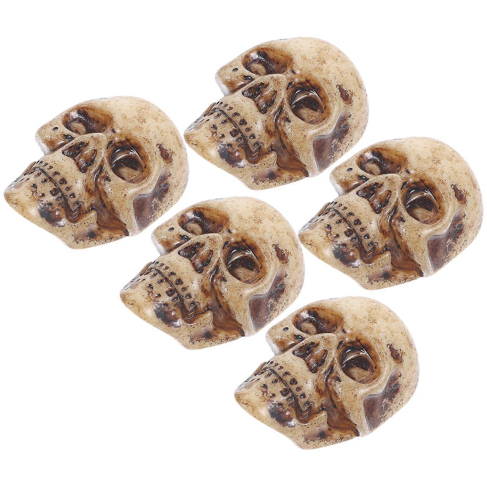 Miniature Skull Skull Decor 5Pcs Beige Resin for Halloween Decoration