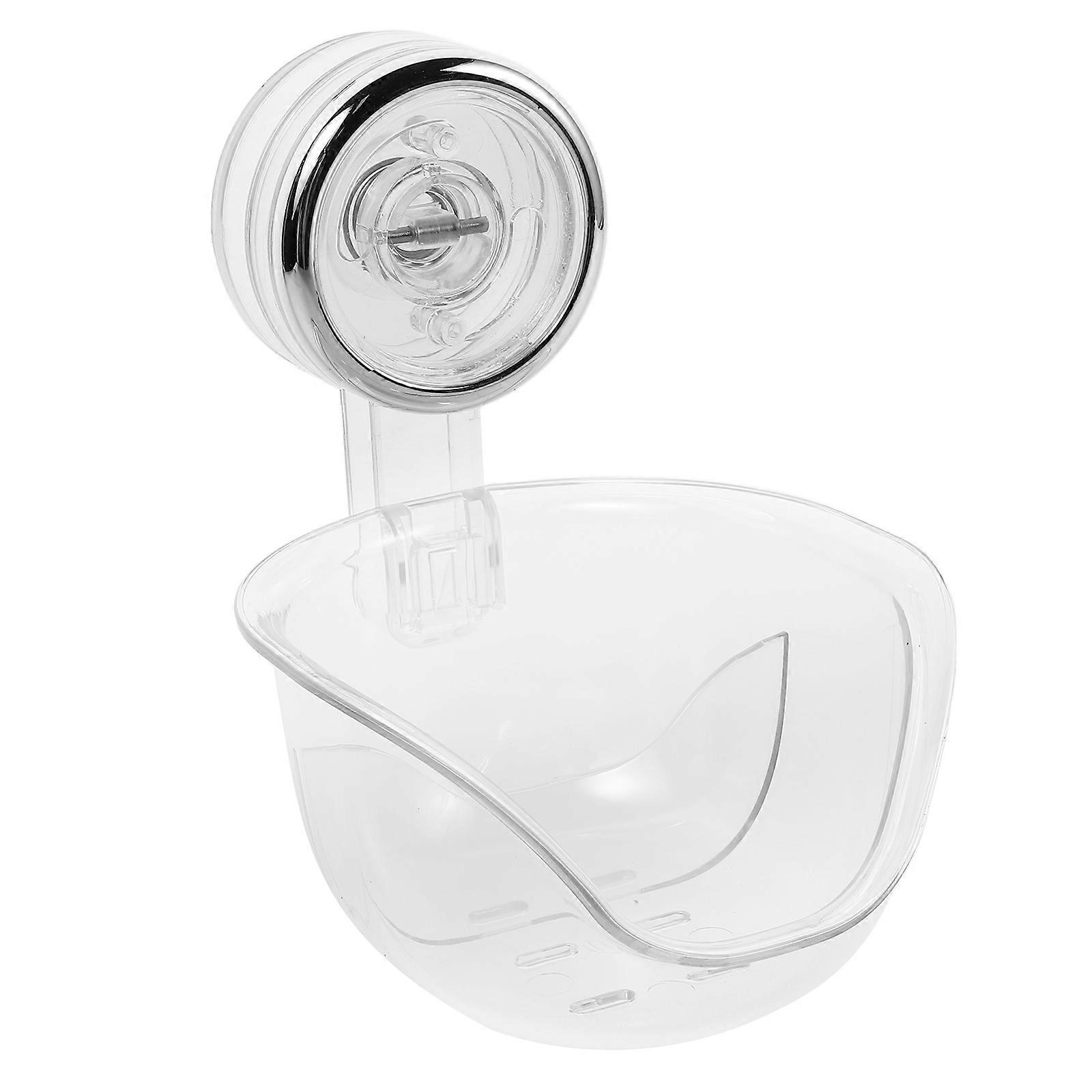 Suction Cup Makeup Sponge Holder Transparent Rectangular Bathroom Wall-Mounted Storage Plastic 1Set