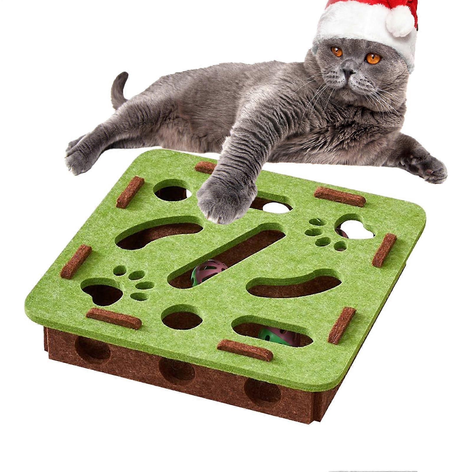 Cat Foraging Sensory Bell Feeder Interactive Puzzle Feeder Toy, Enrichment, Square Shape, Home Use, Behavior Training