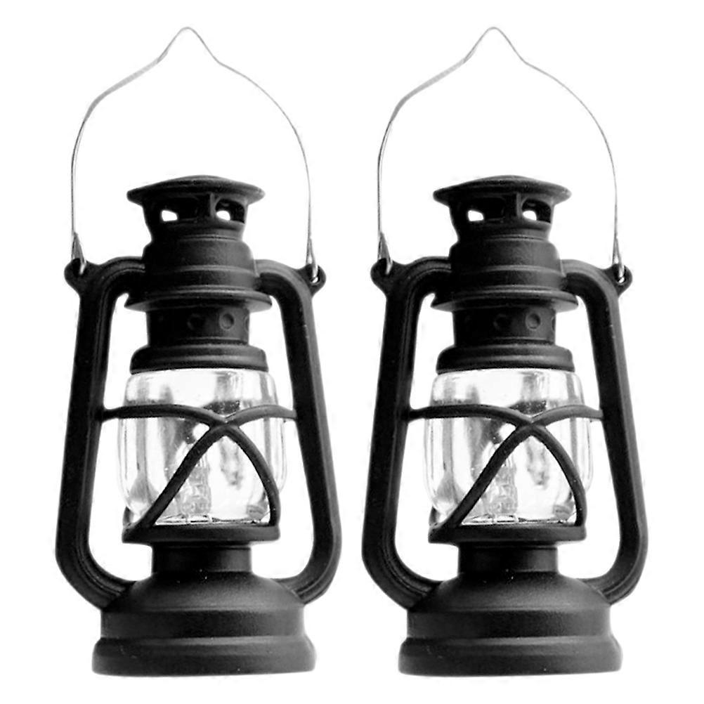 Dollhouse Light Model 2Pcs Black Retro Kerosene Lamp Outdoor Camping 6.50X4.00X4.00CM Illuminating