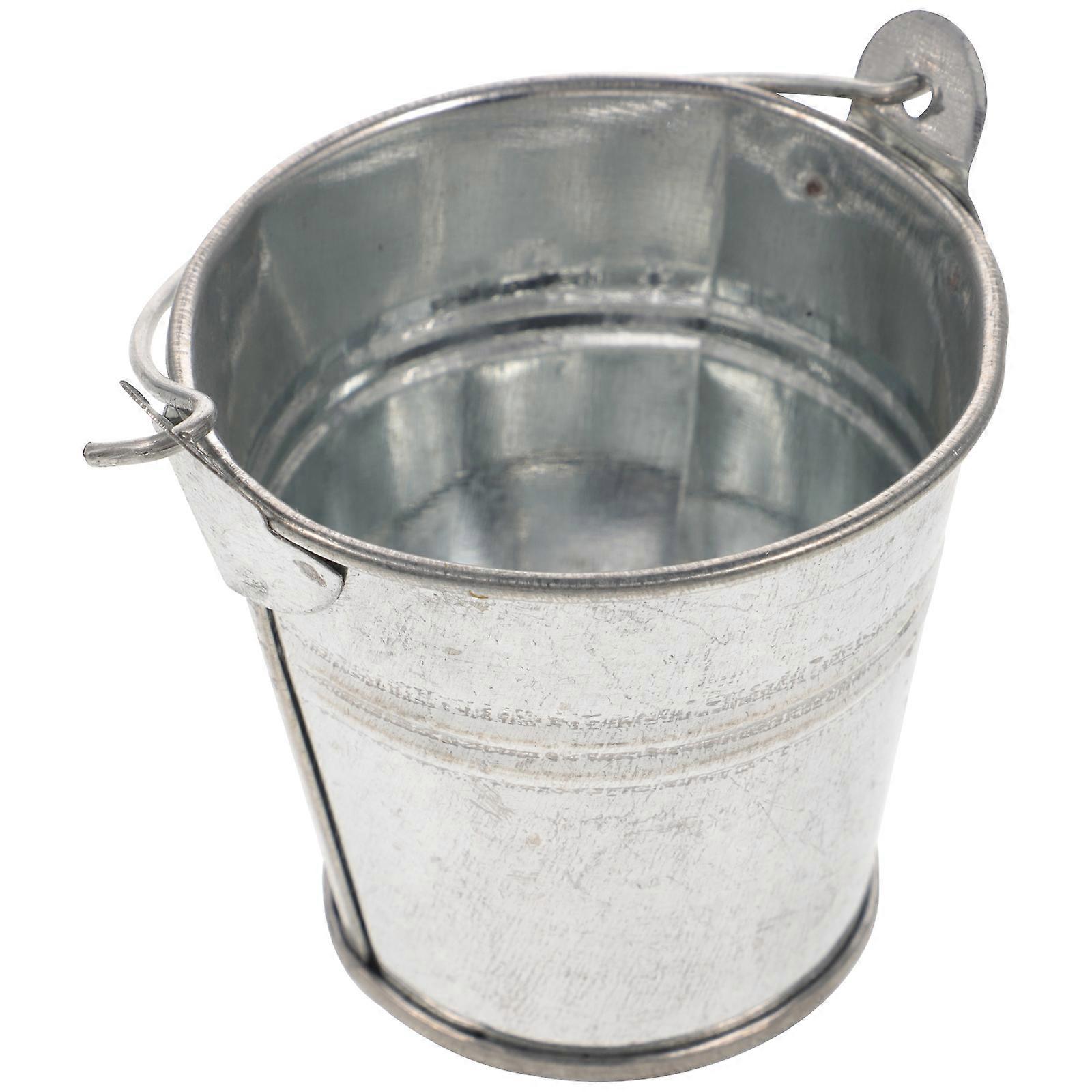 Mini Ice Bucket for Decoration 3Pcs Silver Miniature Gardening Bucket Model