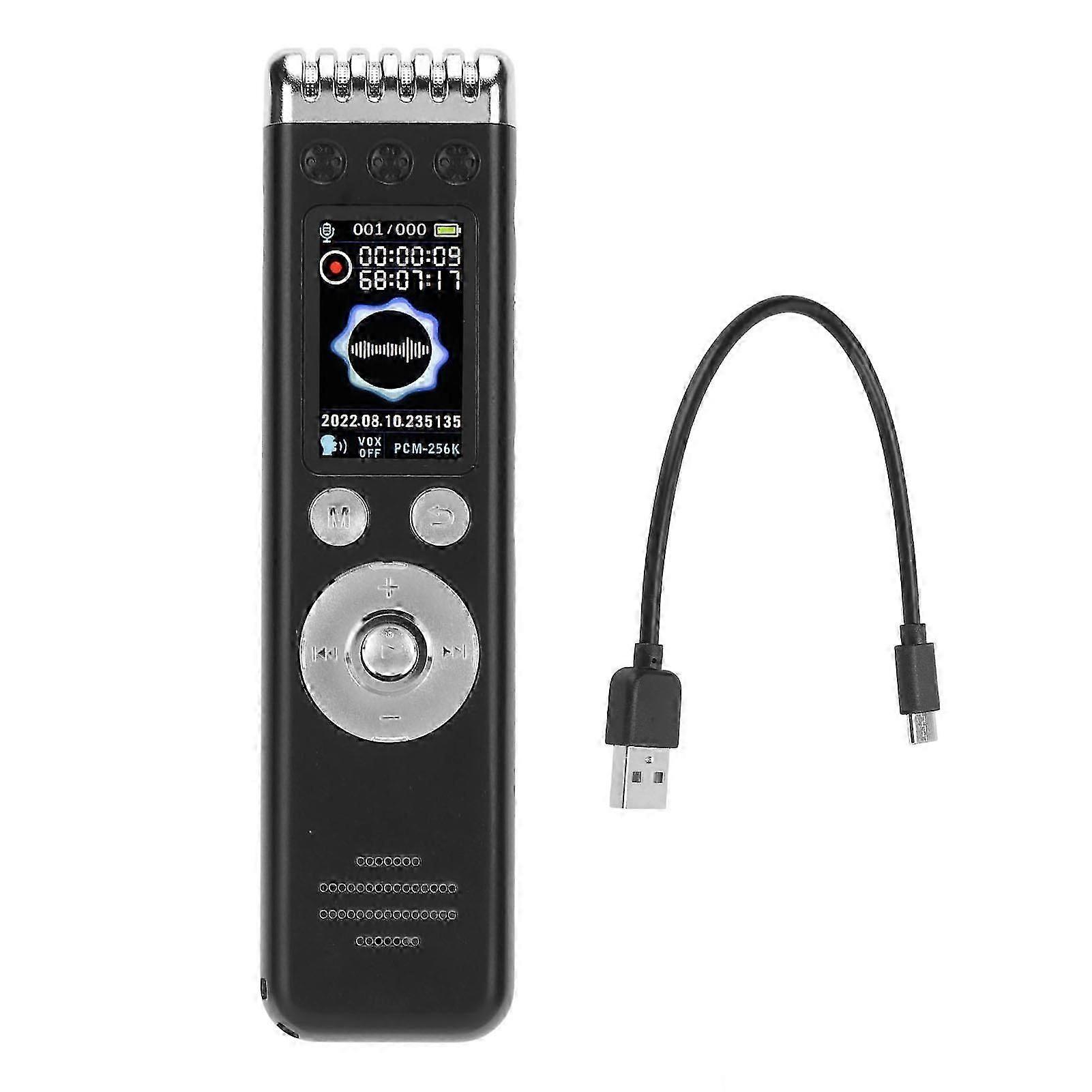 Digital Voice Recorder AI Intelligent HD Noise Reduction Voice Activated Recorder with Dual Microphone for Work English 16GB